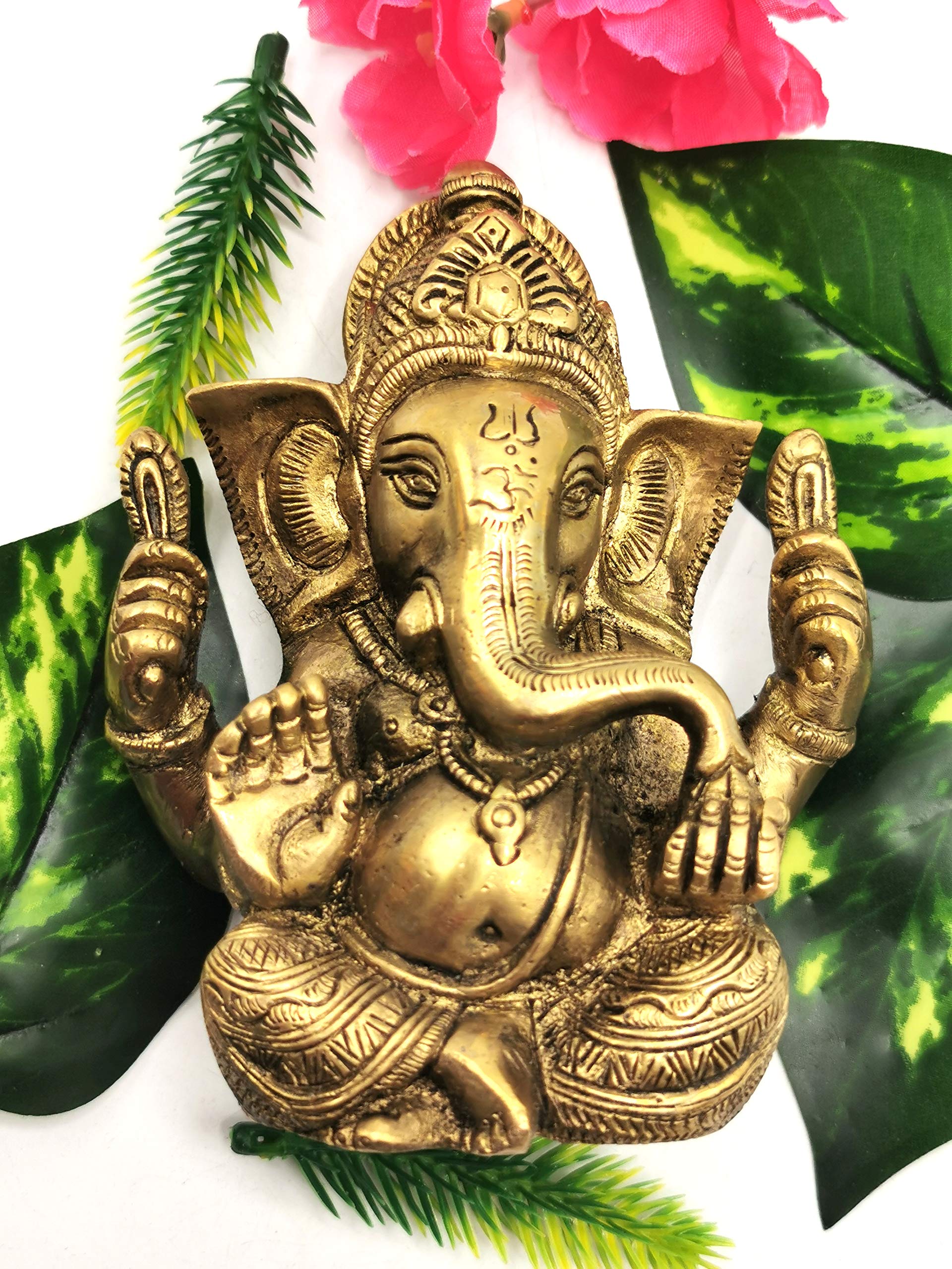 Handmade Brass Ganesha Statue - 4.5 Inch Lord Ganesh Idol Sculpture with Mouse | Premium Quality 780g (1.72 lb) Hindu Deity Murti for Home Altar, Office Decor & Spiritual Gift