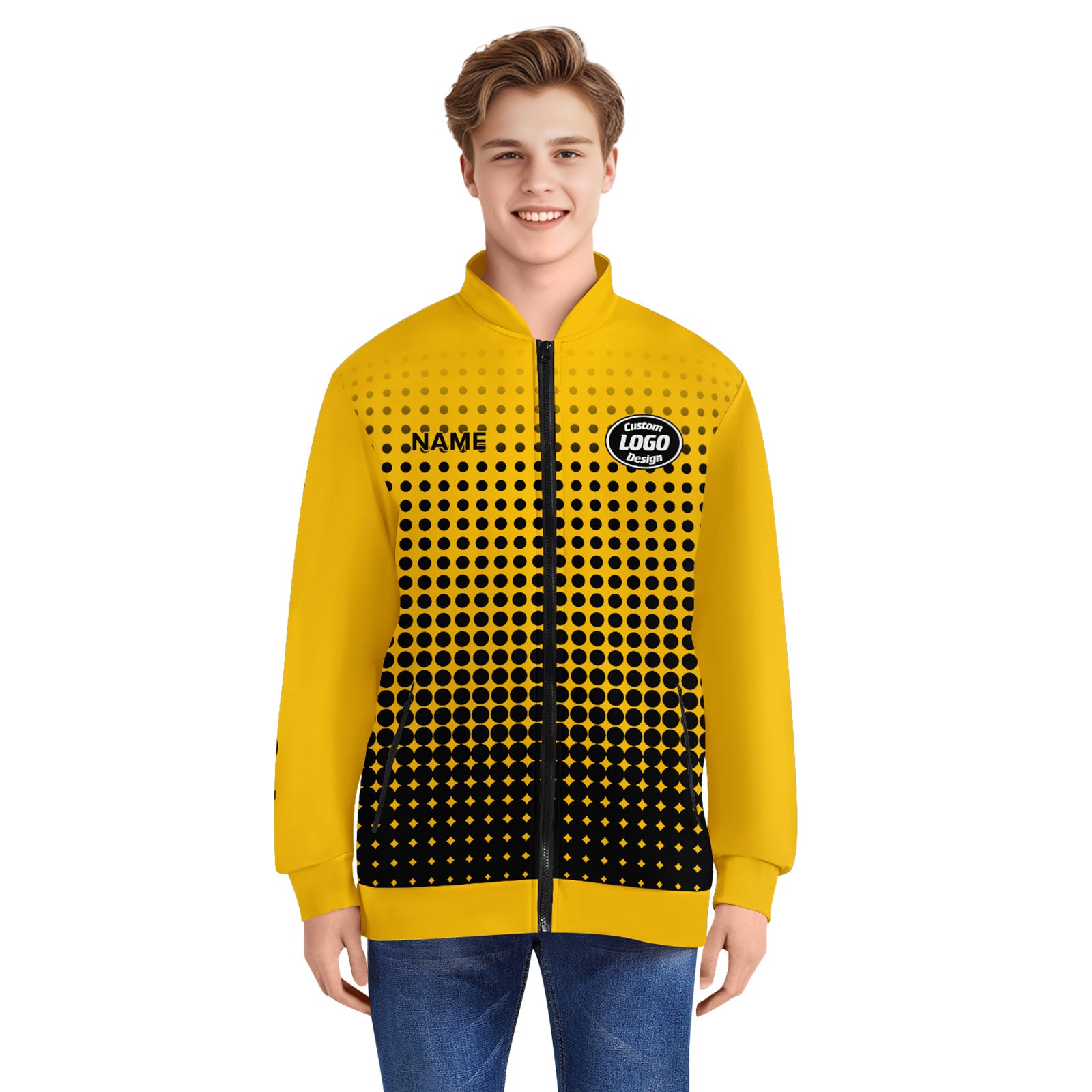 Custom Personalized Bomber Jacket with Full Snap Closure - Varsity Letterman Style Jacket PR092 D020346 - Perfect for School Sports, Casual Wear & Gifts