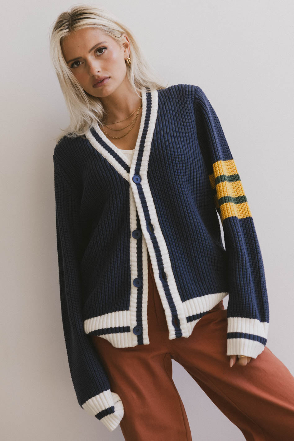 Aurelia Knit Cardigan Women's Navy Blue Lightweight Open Front Sweater for Fall & Winter Layering | Office, Casual, Date Night Outfits