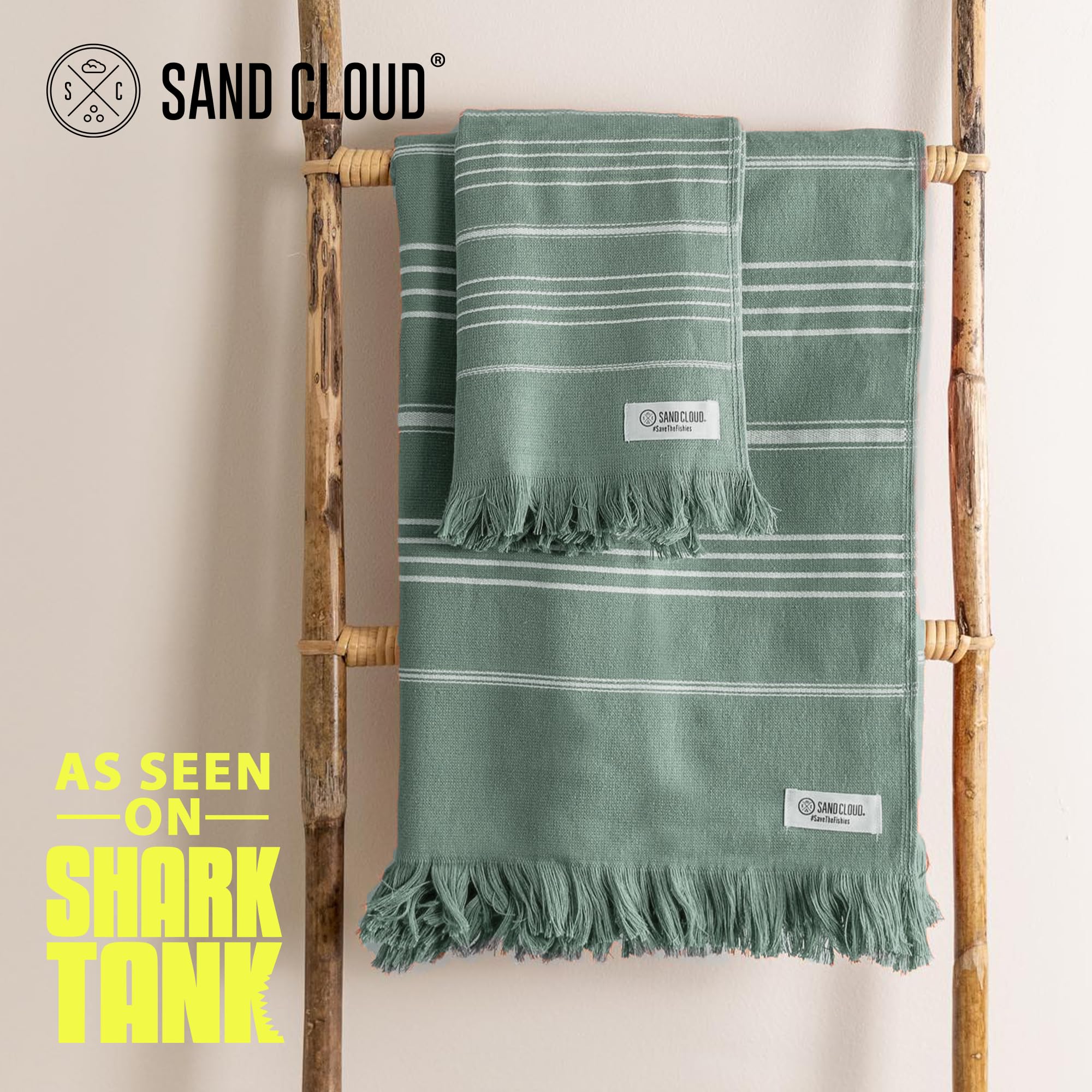 Premium Sand Cloud Turkish Bath Towels Set of 4 - 100% Organic Cotton, Large Size (Classic Sage) | Ultra Soft, Quick-Drying & Absorbent Bath & Hand Towels | Perfect for Spa, Beach & Luxury Bathroom Use