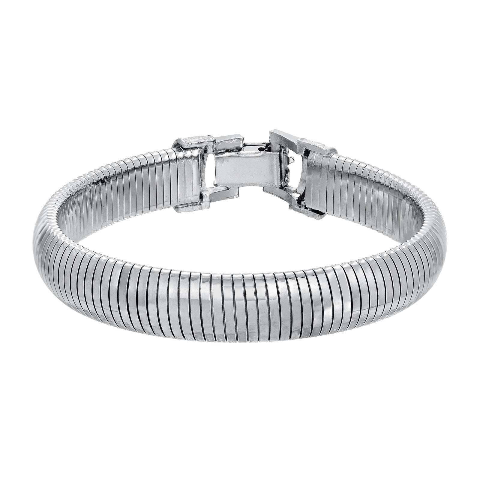 1928 Jewelry Classic Cobra Stretch Clasp Bracelet for Women - Elegant Adjustable Snake Chain Bangle for Party, Wedding & Everyday Wear