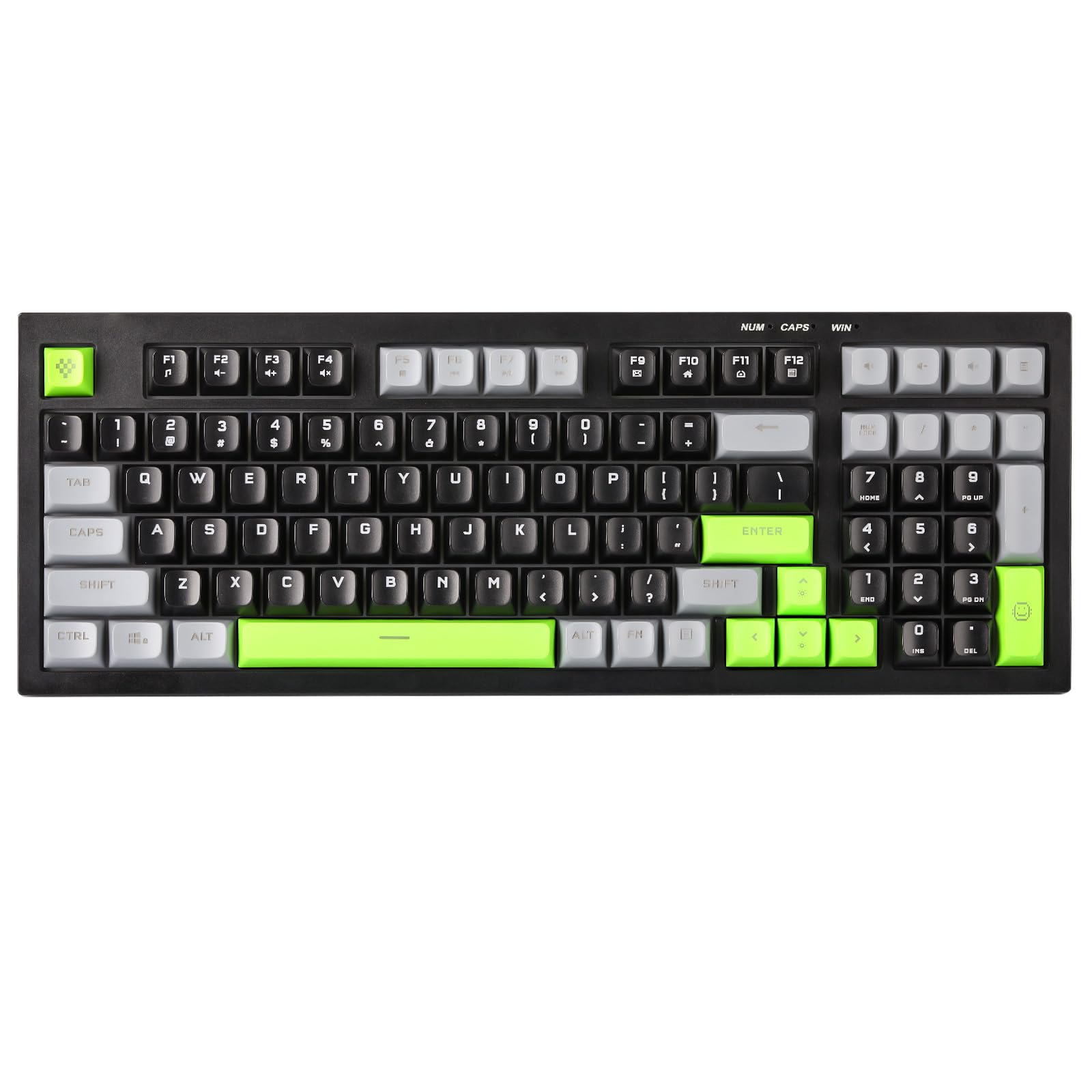 YUNZII D98 RGB Backlit Mechanical Keyboard - 98 Keys, Spill-Resistant, Anti-Ghosting USB Wired Keyboard for PC Gaming & Office Work (Black & Green) | Perfect for Typing, Programming & Late-Night Gaming Sessions