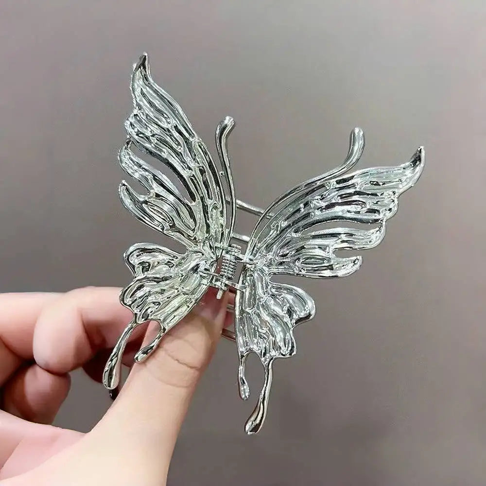 Silver Butterfly Hair Clip for Women - Trendy Chinese Hollow Tassel Barrette | Perfect for Parties, Weddings & Everyday Styling