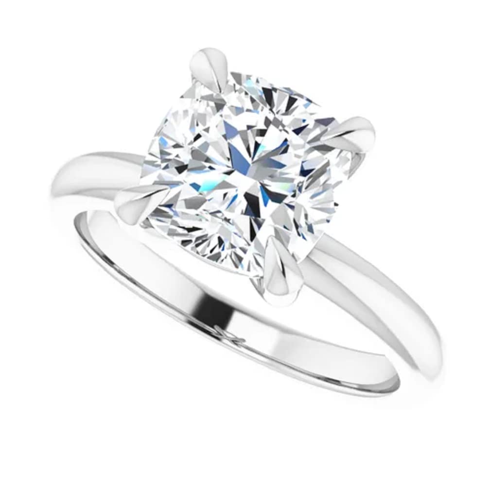 10K Solid White Gold Handmade Engagement Ring - 2.0 CT Cushion Cut Moissanite Diamond Solitaire Wedding Ring for Women, Bridal Proposal Ring - Perfect for Anniversaries, Valentine's Day & Special Occasions