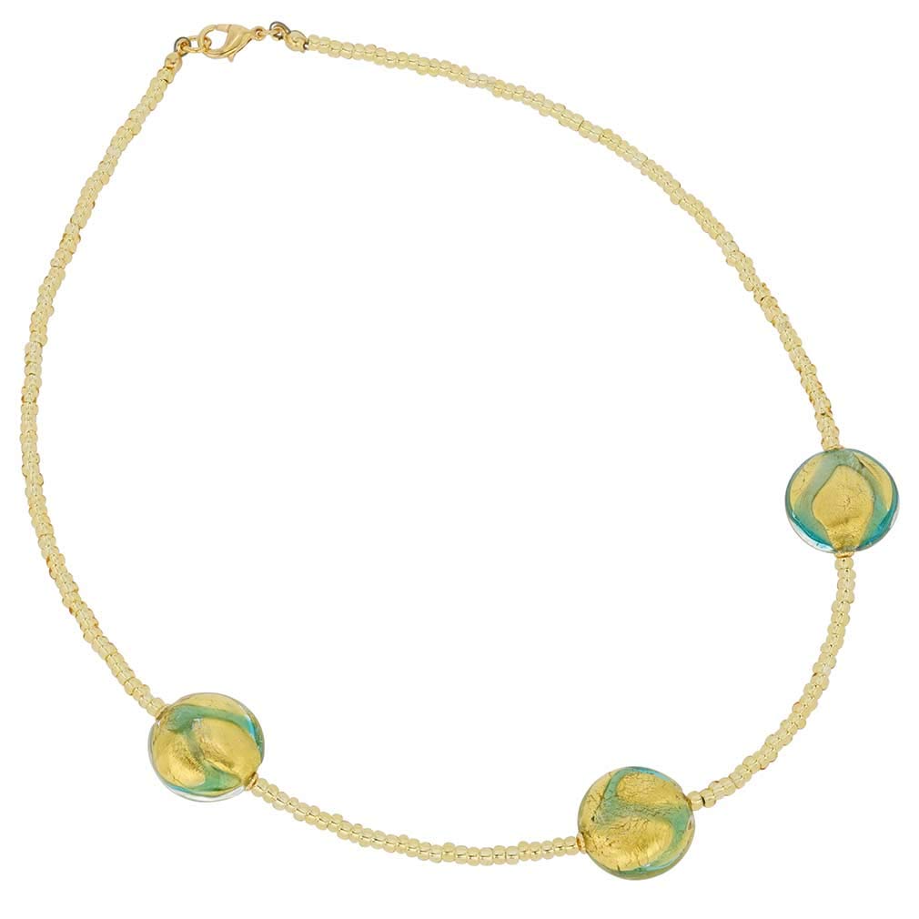 Venetian Murano Glass Aquamarine Circle Necklace - Handcrafted Italian Jewelry for Women, Perfect for Weddings, Parties & Special Occasions