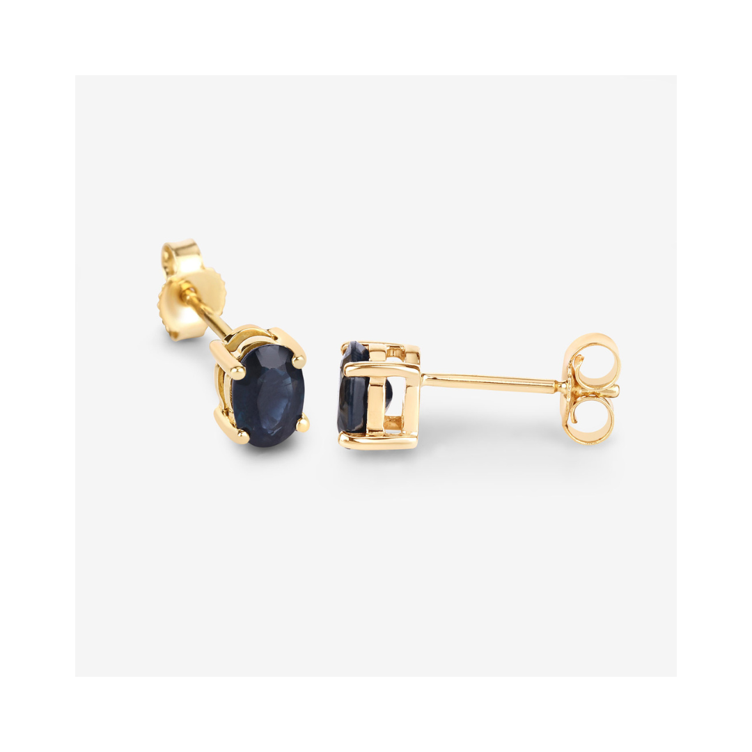 10K Gold Blue Sapphire Stud Earrings for Women - Genuine Gemstone Jewelry Gift for Birthday, Anniversary & Special Occasions