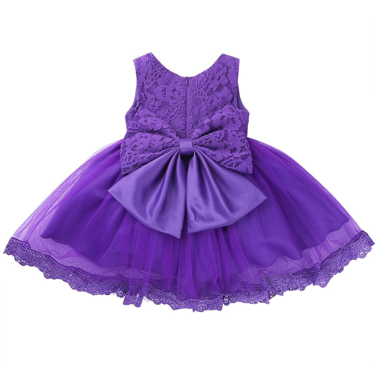 MSemis Infant Baby Girls Floral Lace Tutu Dress - White Bridesmaid & Wedding Flower Girl Ball Gown for Special Occasions, Birthday Parties & Photo Shoots