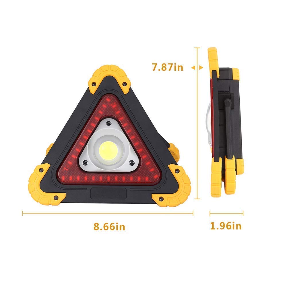 Triangle Emergency Warning Light - 700 LUMENS LED Flood Light, Portable Weatherproof Work Light for Camping, Hiking, Car Repair & Roadside Emergencies - Perfect for Outdoor Adventures & Vehicle Safety