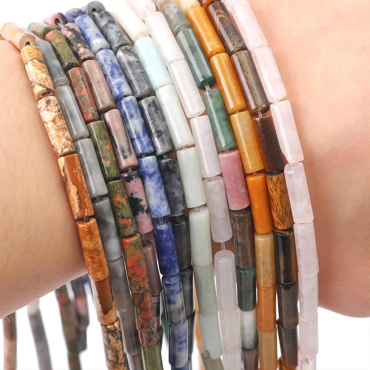 28pcs 4x13mm Natural Black Onyx Beads - Cylinder Tube Loose Gemstones for Jewelry Making, DIY Bracelets & Necklaces - Perfect for Boho, Wedding & Handmade Jewelry Designs