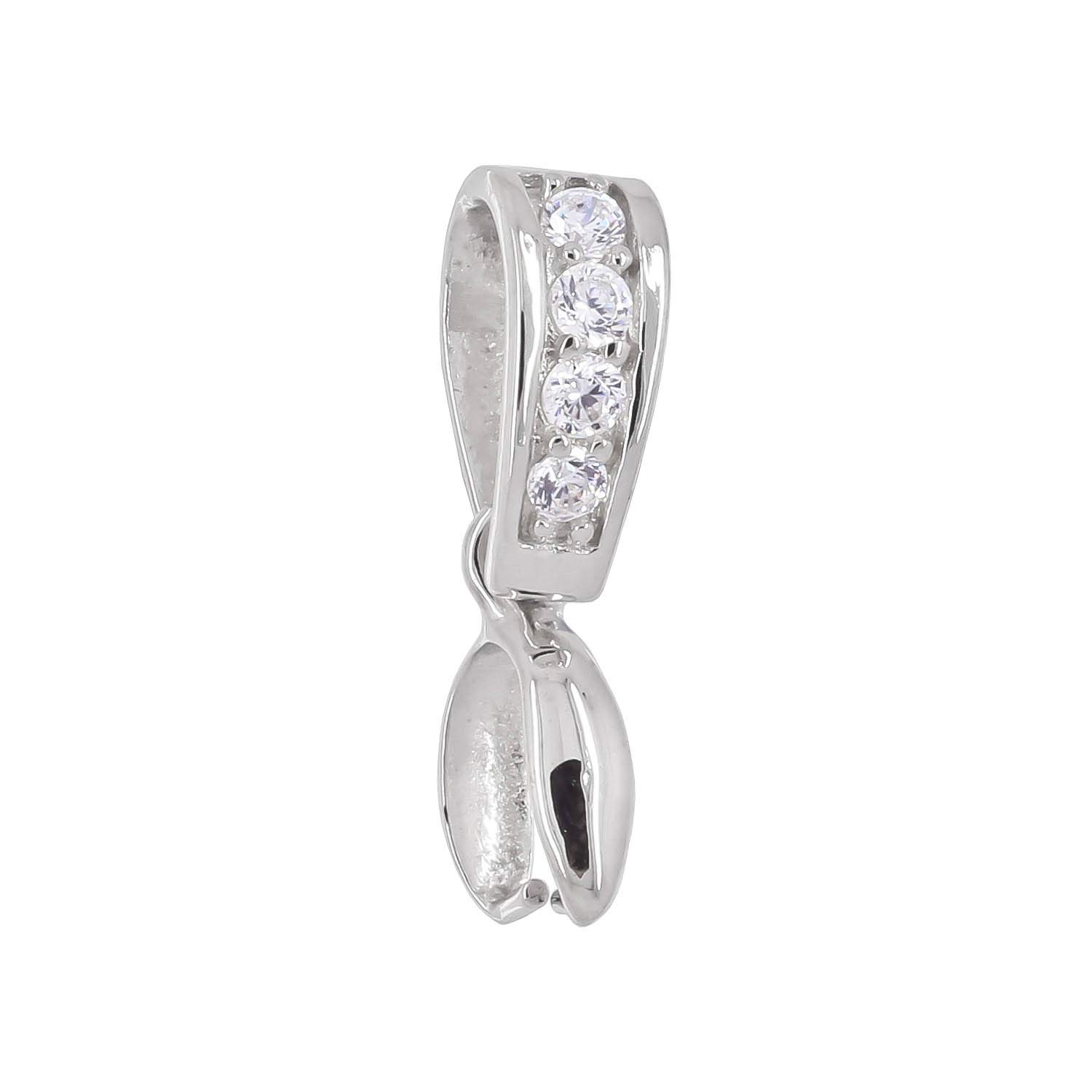 Sterling Silver CZ Pendant Pinch Bail Clasp Connector Slider for DIY Jewelry Making - Perfect for Necklaces, Bracelets & Craft Projects