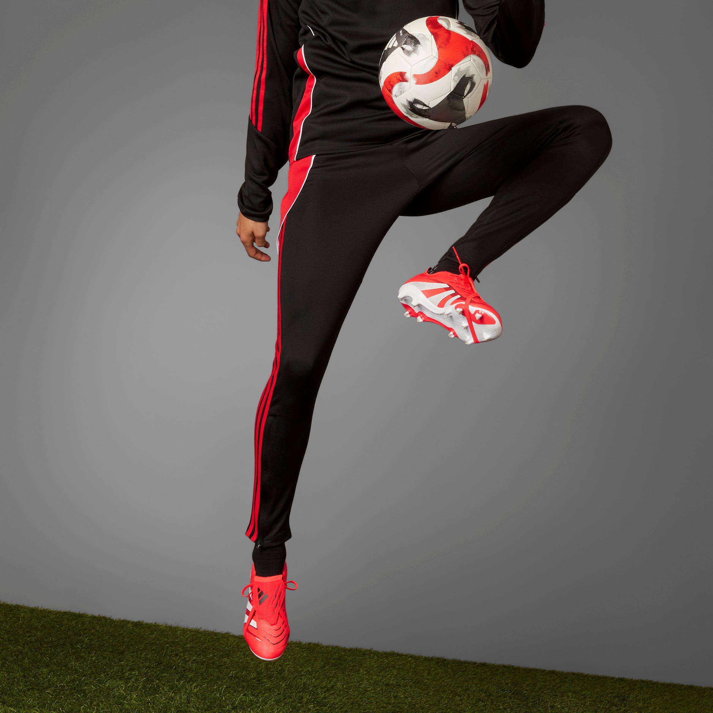 Adidas Predator League FG Soccer Cleats for Men - Fold Over Tongue Football Shoes in Lucid Red/White/Core Black | Perfect for Artificial Grass & Competitive Matches
