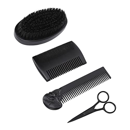 Premium Men's Beard Grooming Kit - Ergonomic Handle, Double-Sided Teeth, Soft & Comfortable Zinc Alloy Beard Brush & Comb Set for Salon & Home Use - Perfect for Daily Beard Care, Styling & Maintenance