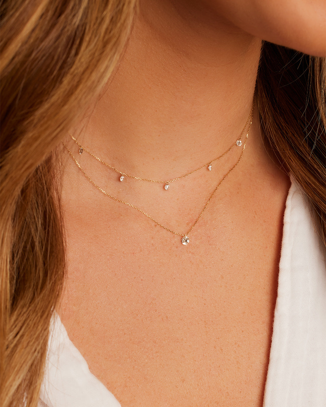 Floating Diamond Statement Necklace - Elegant 14K Gold Plated Pendant for Women | Perfect for Weddings, Parties & Special Occasions