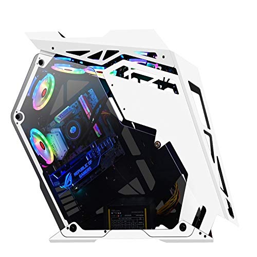 YHMC HDZY ATKK Mid Tower Gaming PC Case - Big Coffee White, High Airflow Design for Gaming & Internet Cafe Computers - Perfect for Esports, Streaming & High-Performance Builds