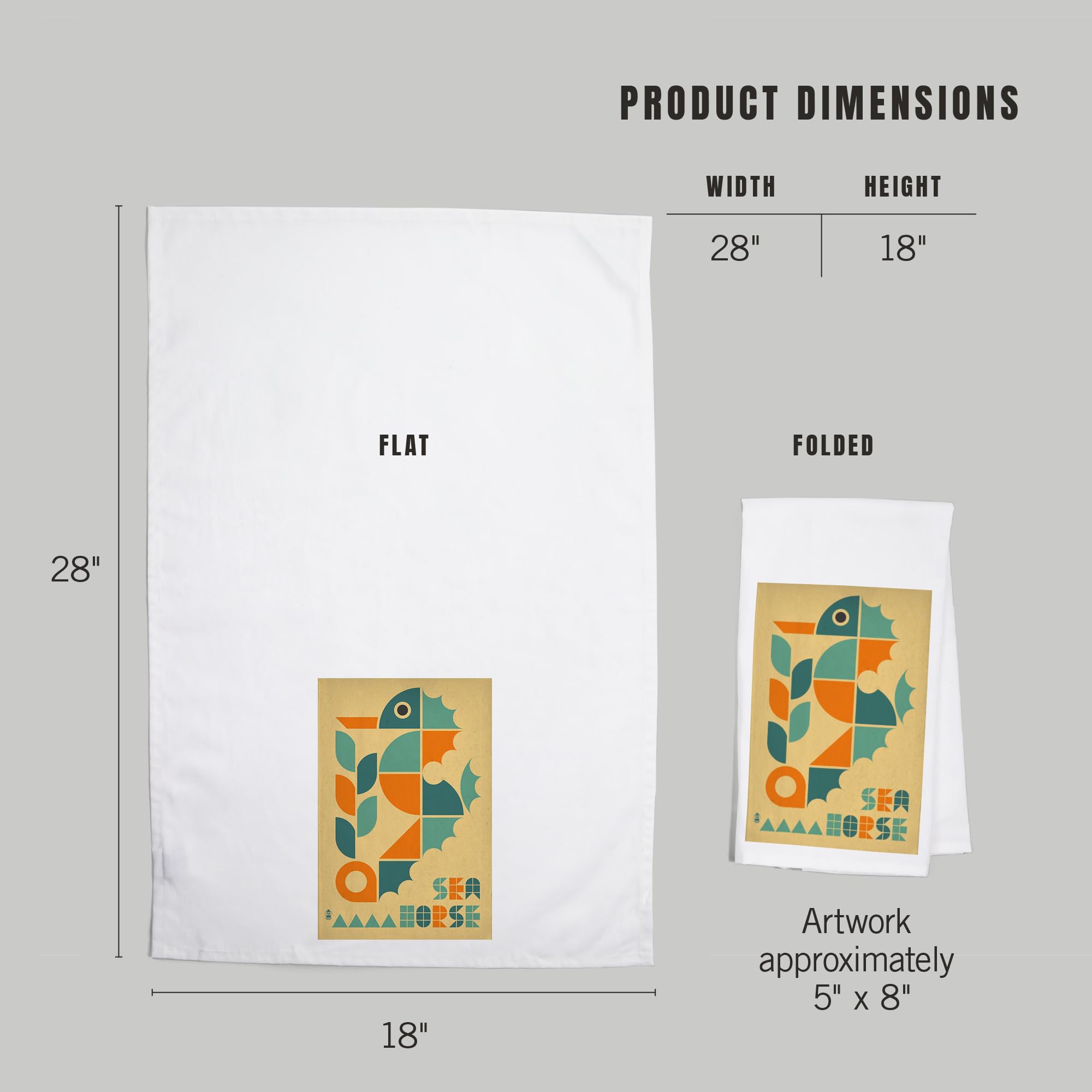 Lantern Press Seahorse 100% Cotton Tea Towel - Decorative Hand Towel for Kitchen, Bathroom & Home Decor | Perfect for Dish Drying, Gift Giving & Coastal Themed Spaces