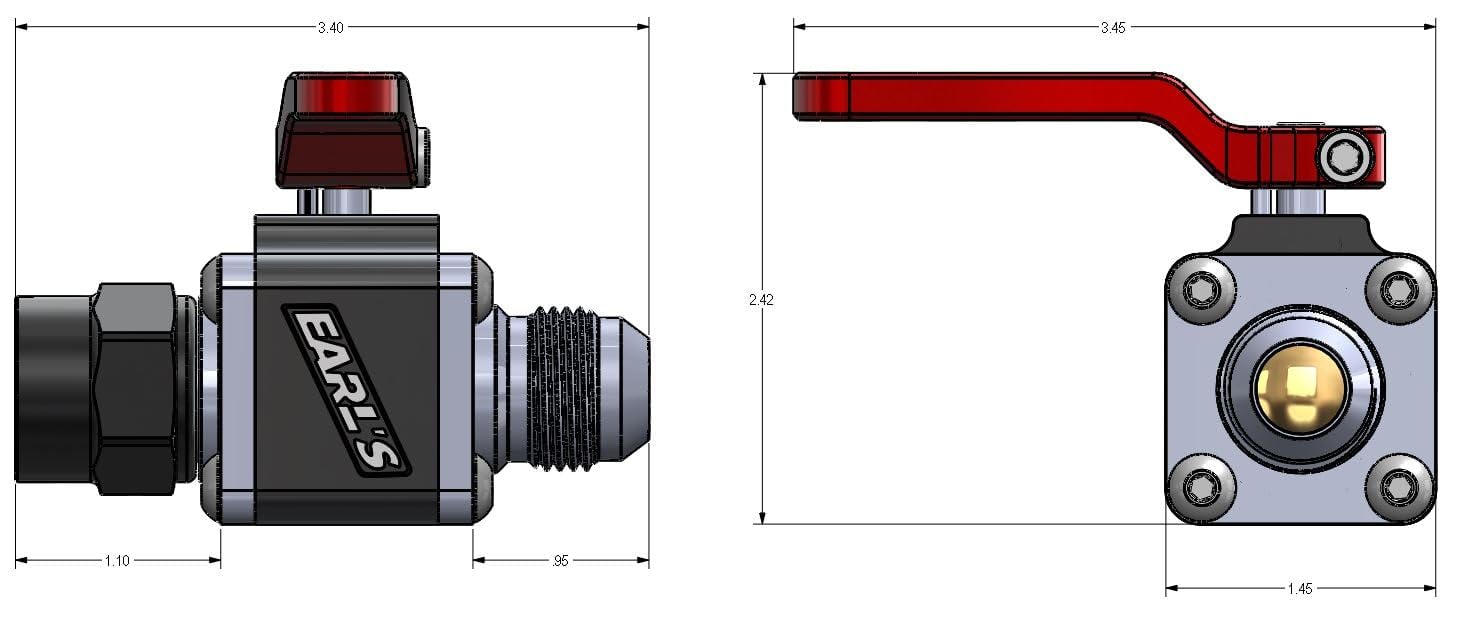 Earl's 230710ERL UltraPro AN-10 Male to Female Ball Valve - High Performance Fuel/Oil Flow Control for Automotive, Marine & Industrial Applications