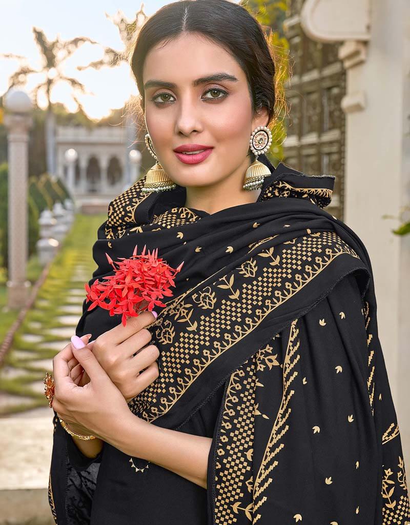 Stylish Black 14Kg Rayon Pant Salwar Suits for Women - Elegant Indian Ethnic Wear for Festivals, Weddings & Special Occasions