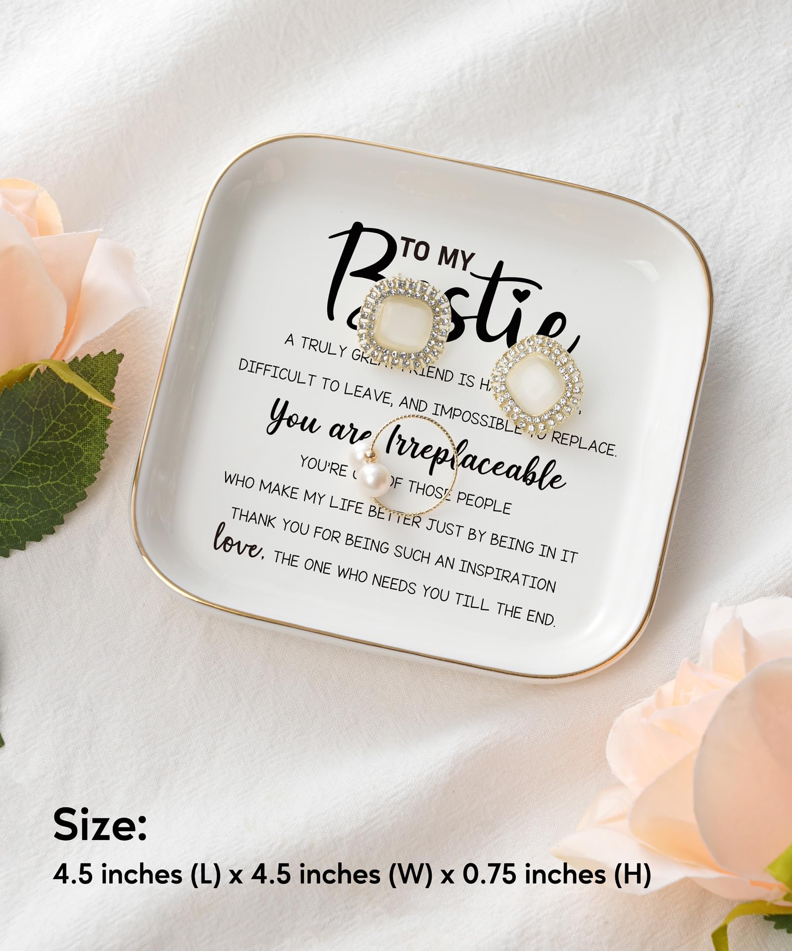 Best Friend Birthday Gifts - Elegant Jewelry Dish for Women | Thoughtful Friendship & Bestie Gifts | Valentine's Day Present for Her | Perfect for Jewelry Storage & Nightstand Decor