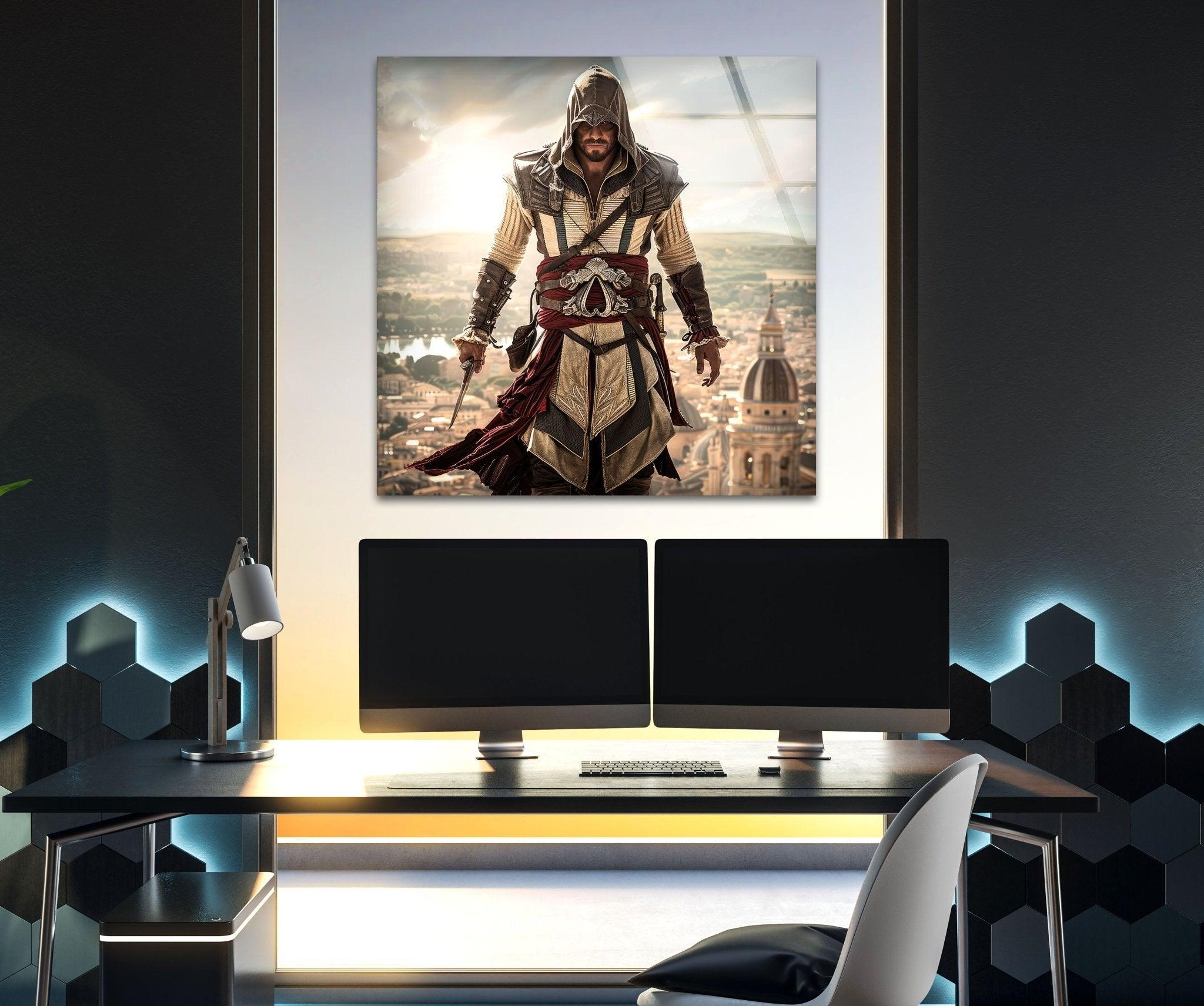 Assassin's Creed Movie Inspired Glass Wall Art Decor - Premium Tempered Glass Print for Home, Office, or Gaming Room - Perfect for Fans of Video Game and Action Movie Collectibles