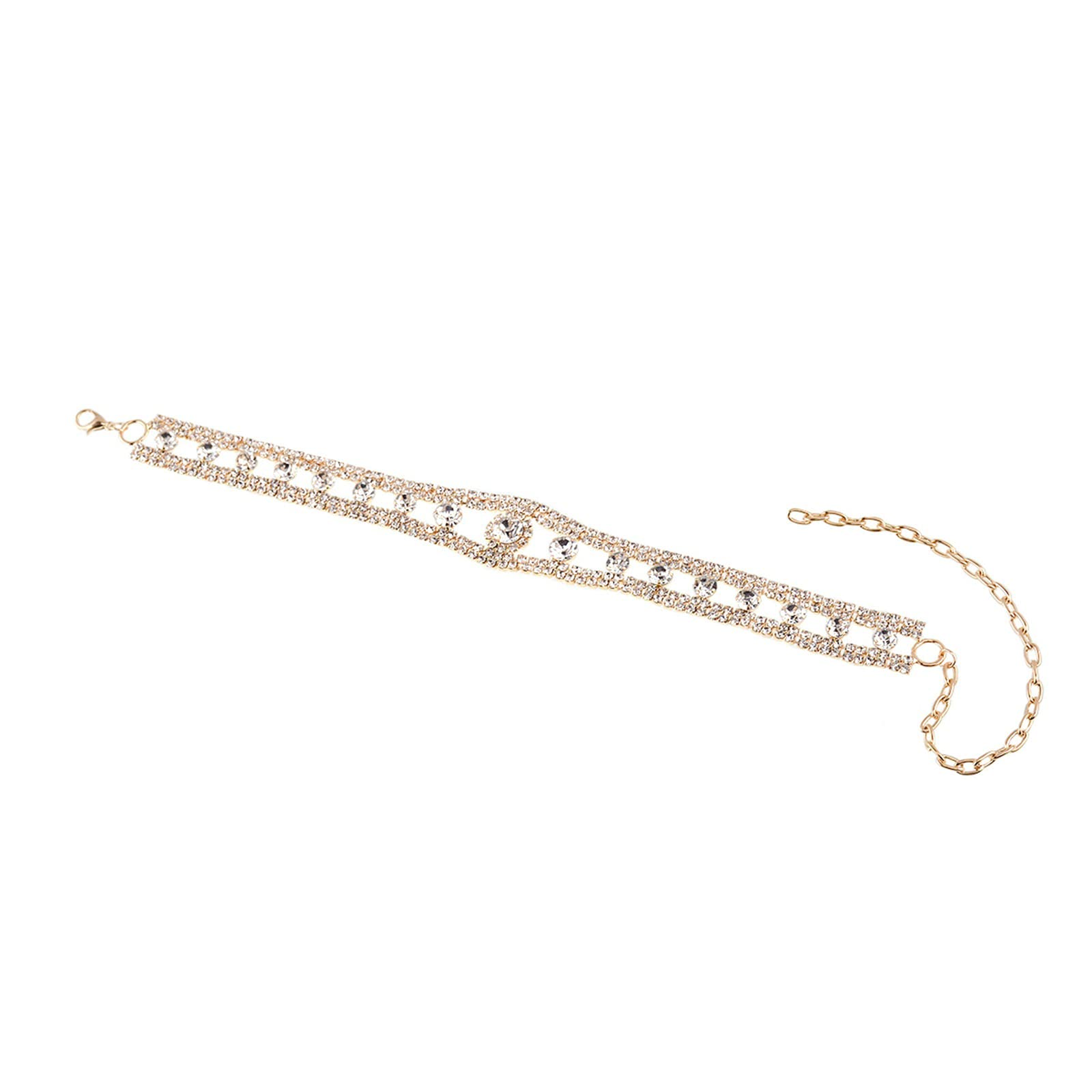 Elegant Stacked Rhinestone Choker Necklace for Women - Gold Layered Dainty Long Necklace | Perfect for Parties, Weddings, and Everyday Fashion Accessories