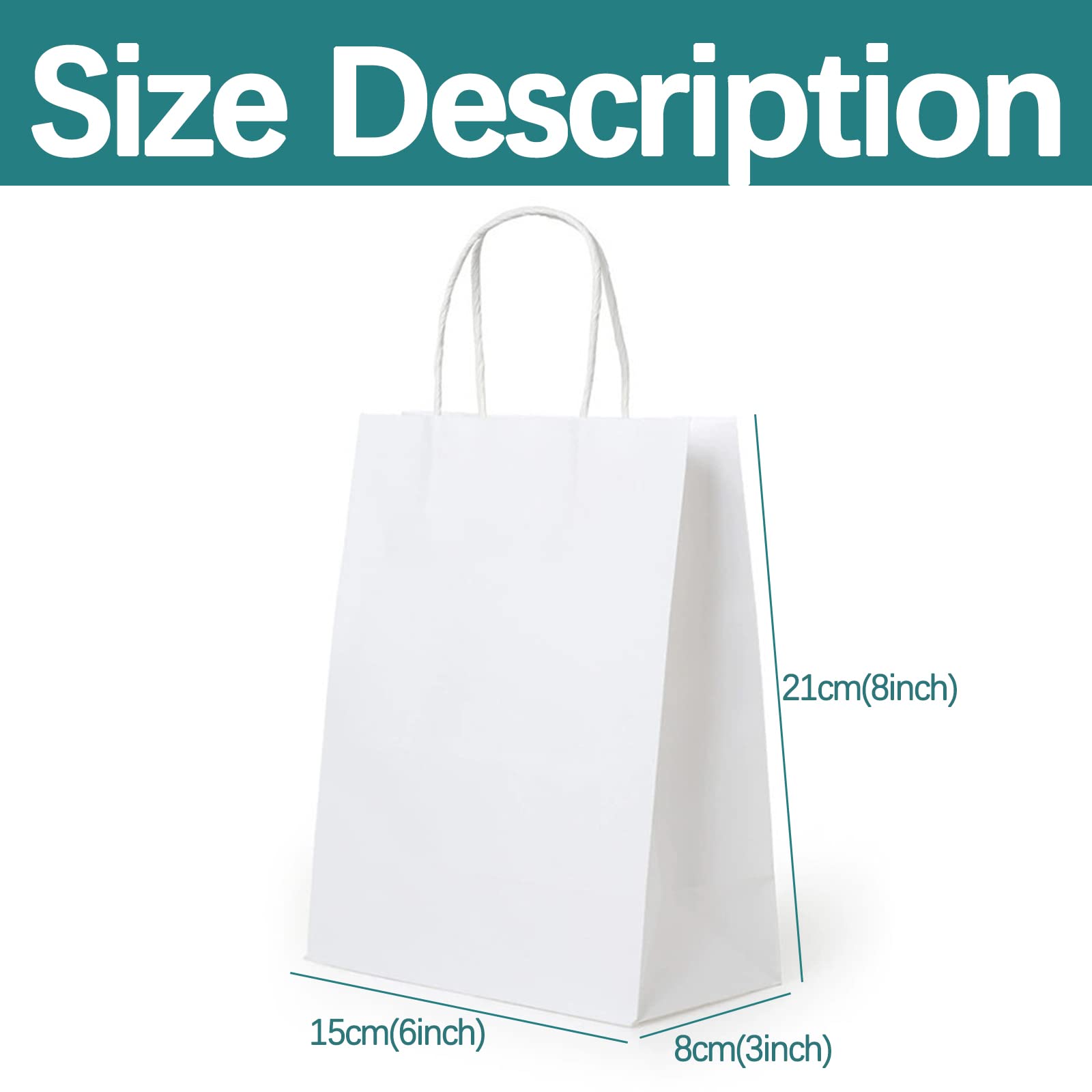 50 Pcs Kraft Paper Bags with Handles - Eco-Friendly Brown Shopping Bags for Retail Stores, Grocery Packaging & Takeout - 10.6x3x8 Inches - Perfect for Restaurants, Kids Parties, Holiday Gifts & Boutique Packaging