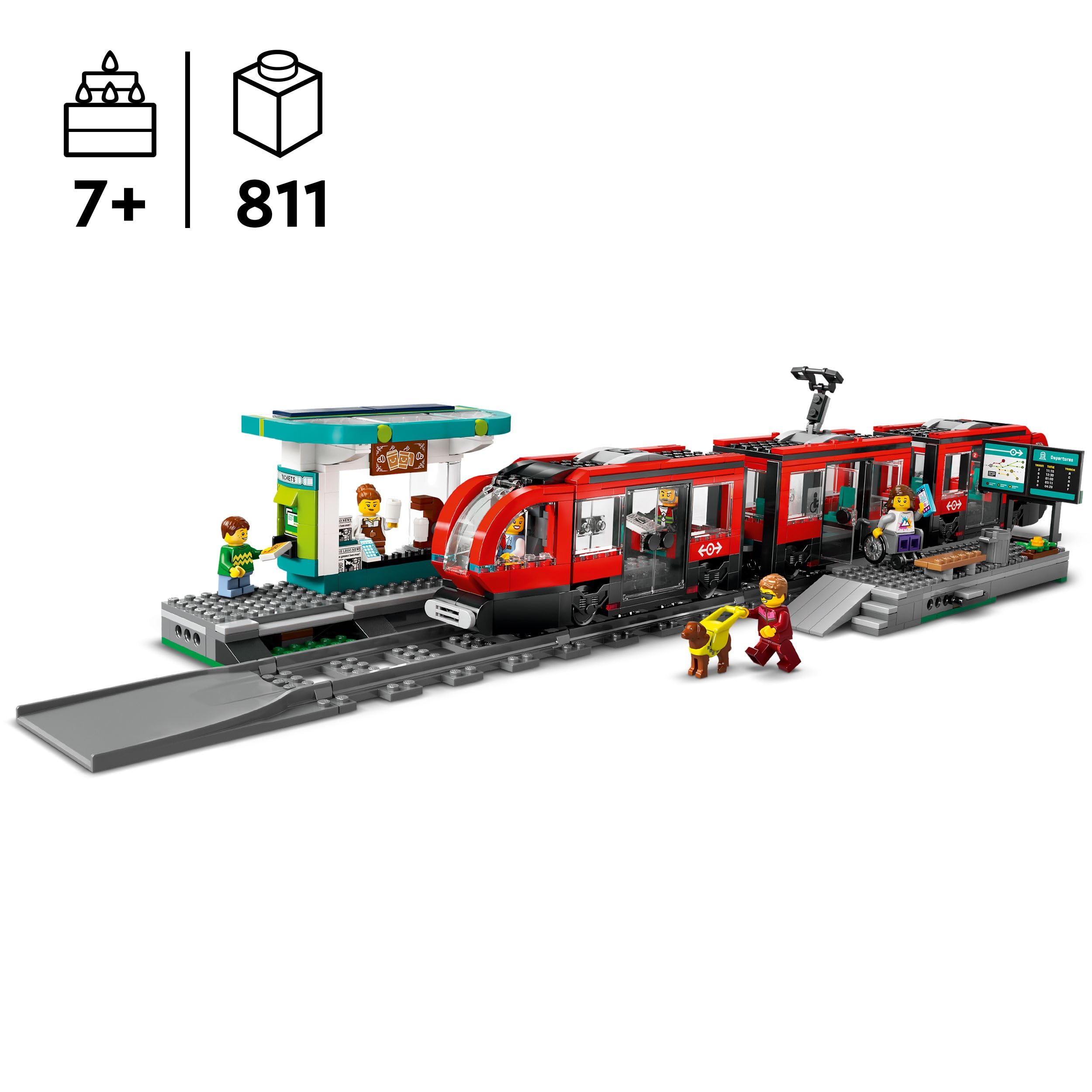 LEGO City Tramway with Stop (60423) - LEGO Tram Set with Rail Extension (60205) | 2024 New LEGO City Train Station & Tracks | Perfect for Kids' Creative Play & City Layout Scenes
