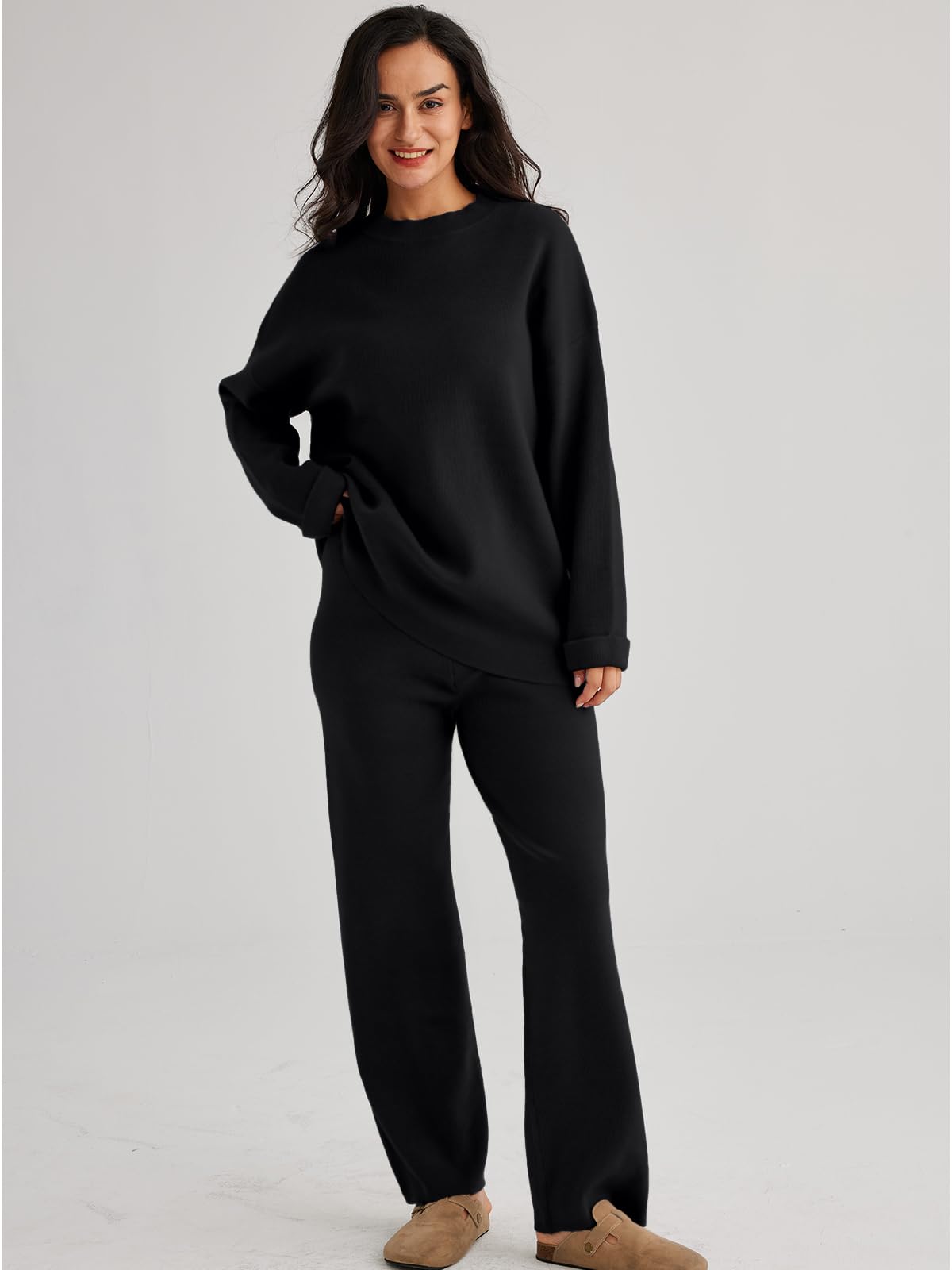 LILLUSORY Women's 2-Piece Oversized Striped Sweater Set Cozy Knit Sweater Outfit for Fall Winter 2024 | Casual Loungewear, Streetwear Fashion, Work from Home Comfort