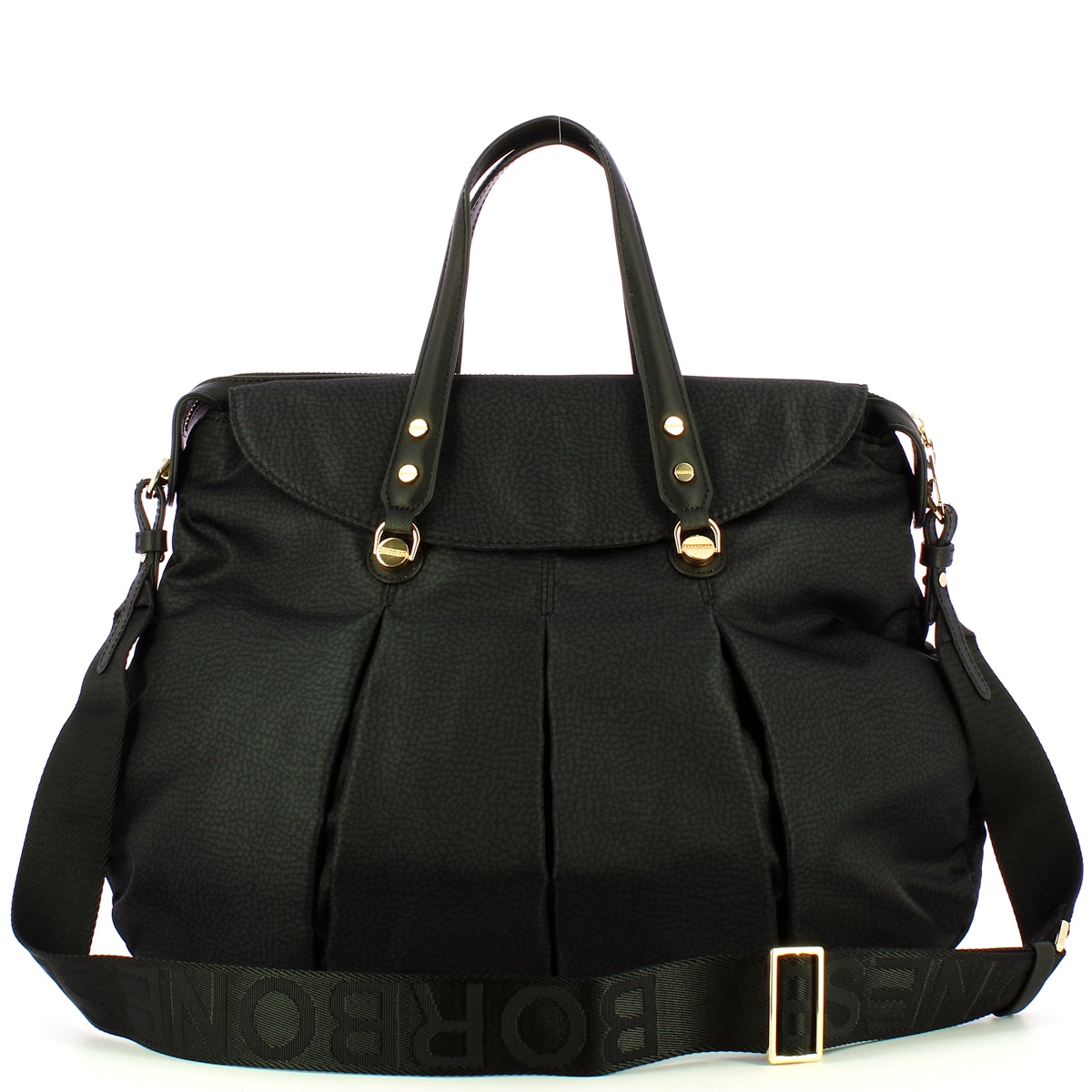 Borbonese Large Dark Black Tote Bag 933078AH1 - Stylish & Spacious Handbag for Work, Travel & Everyday Use
