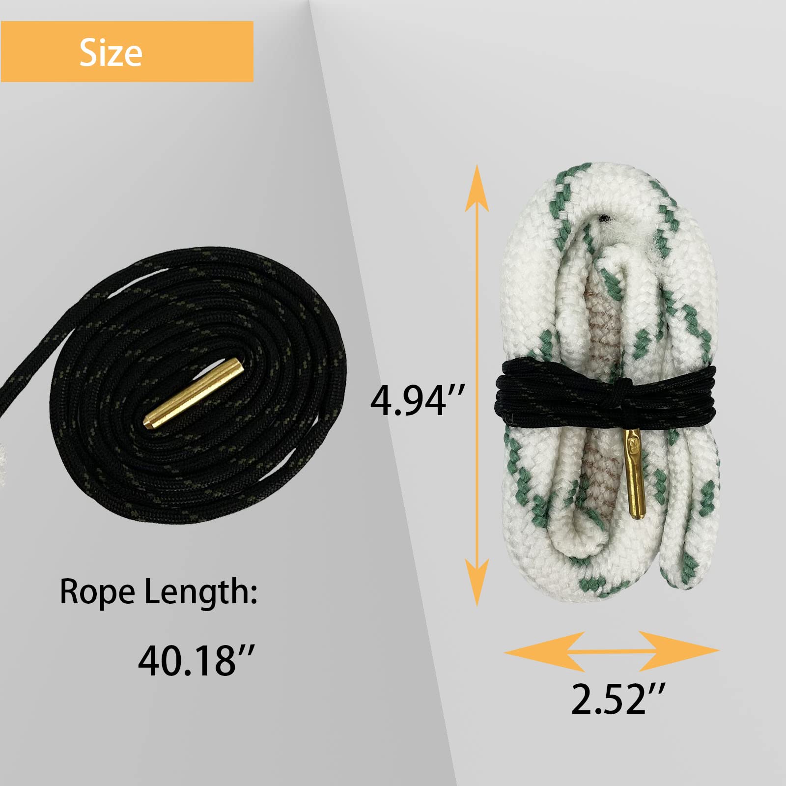 2 Pack Gun Cleaning Snake Rope - Rifle Bore Brush for Pistol, Handgun, Shotgun - Fits .22, .223, 5.56mm, .380, 9mm, 12GA, .308, .357, .44, .45 Caliber - Perfect for Firearm Maintenance & Range Cleaning