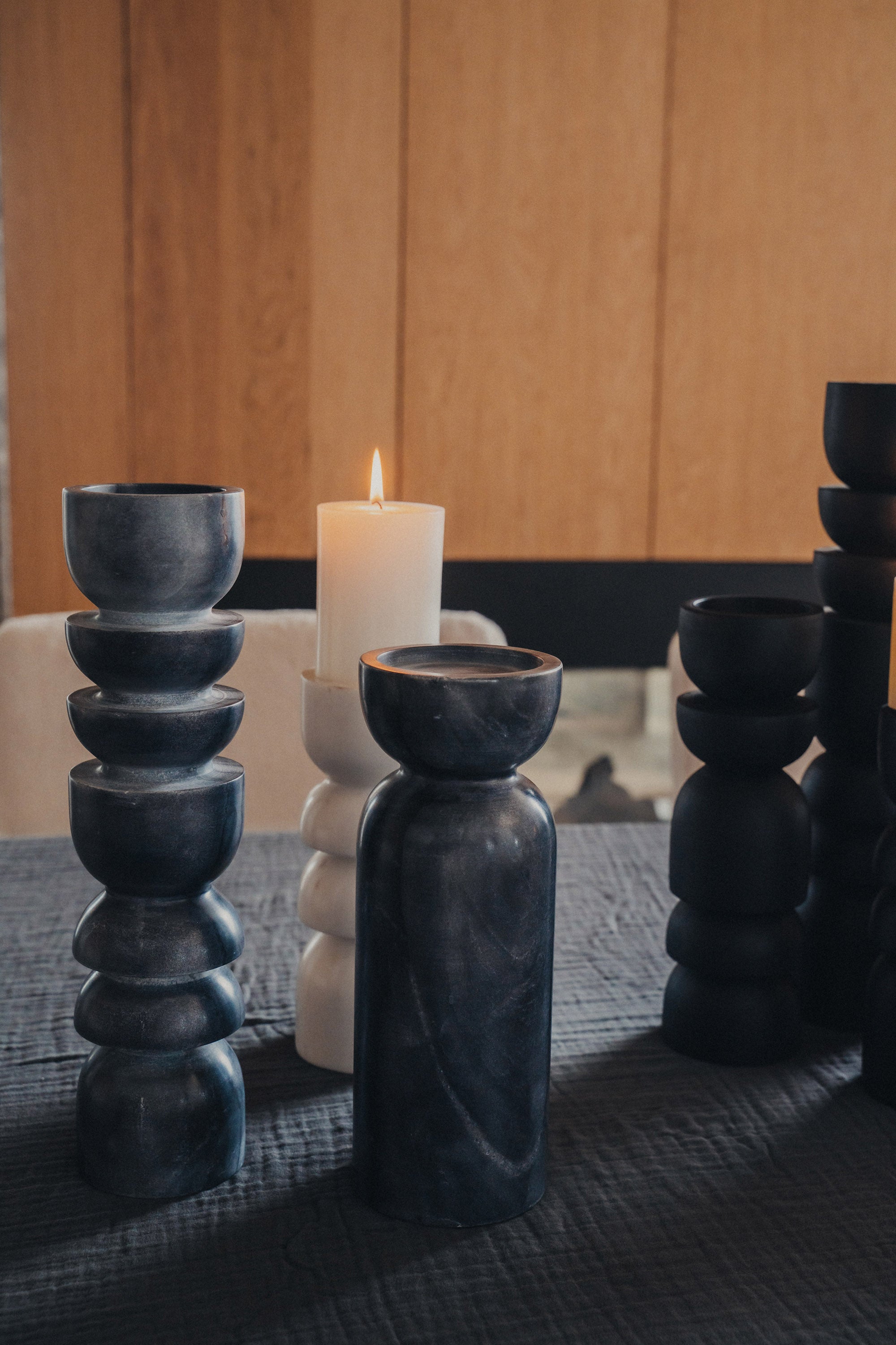 Elegant Black Marble Candle Holder for Home Decor - Perfect for Dining Table, Wedding Centerpiece, and Relaxing Bathroom Ambiance