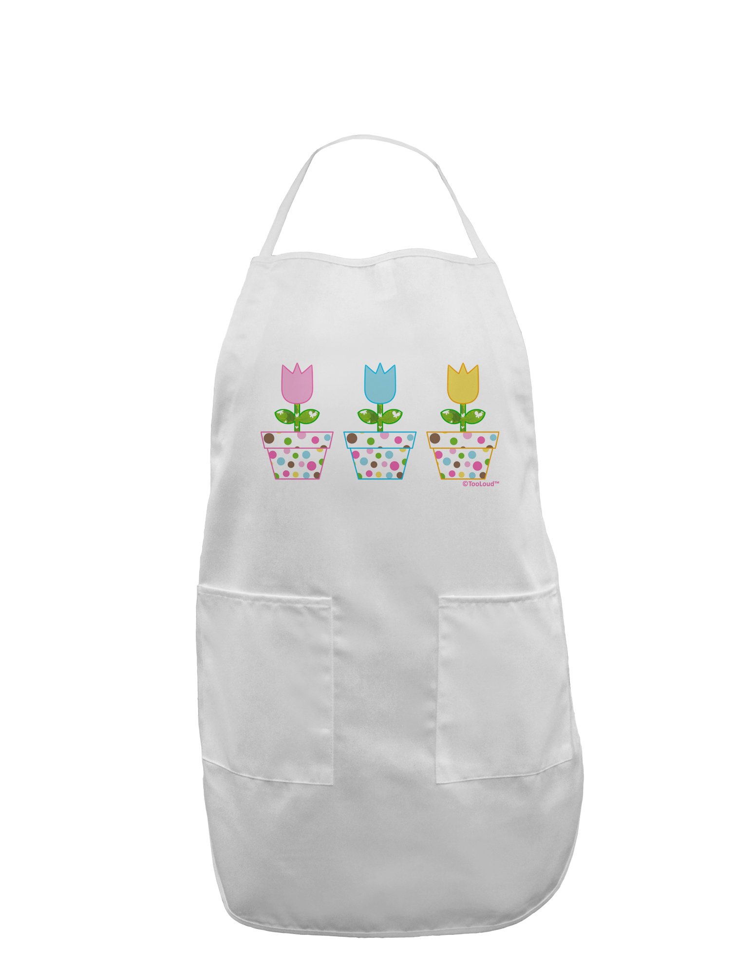 TooLoud Three Easter Tulips Adult Apron - Kitchen Cooking Baking BBQ Grilling Apron for Women & Men - Perfect for Easter, Spring Parties & Home Decor