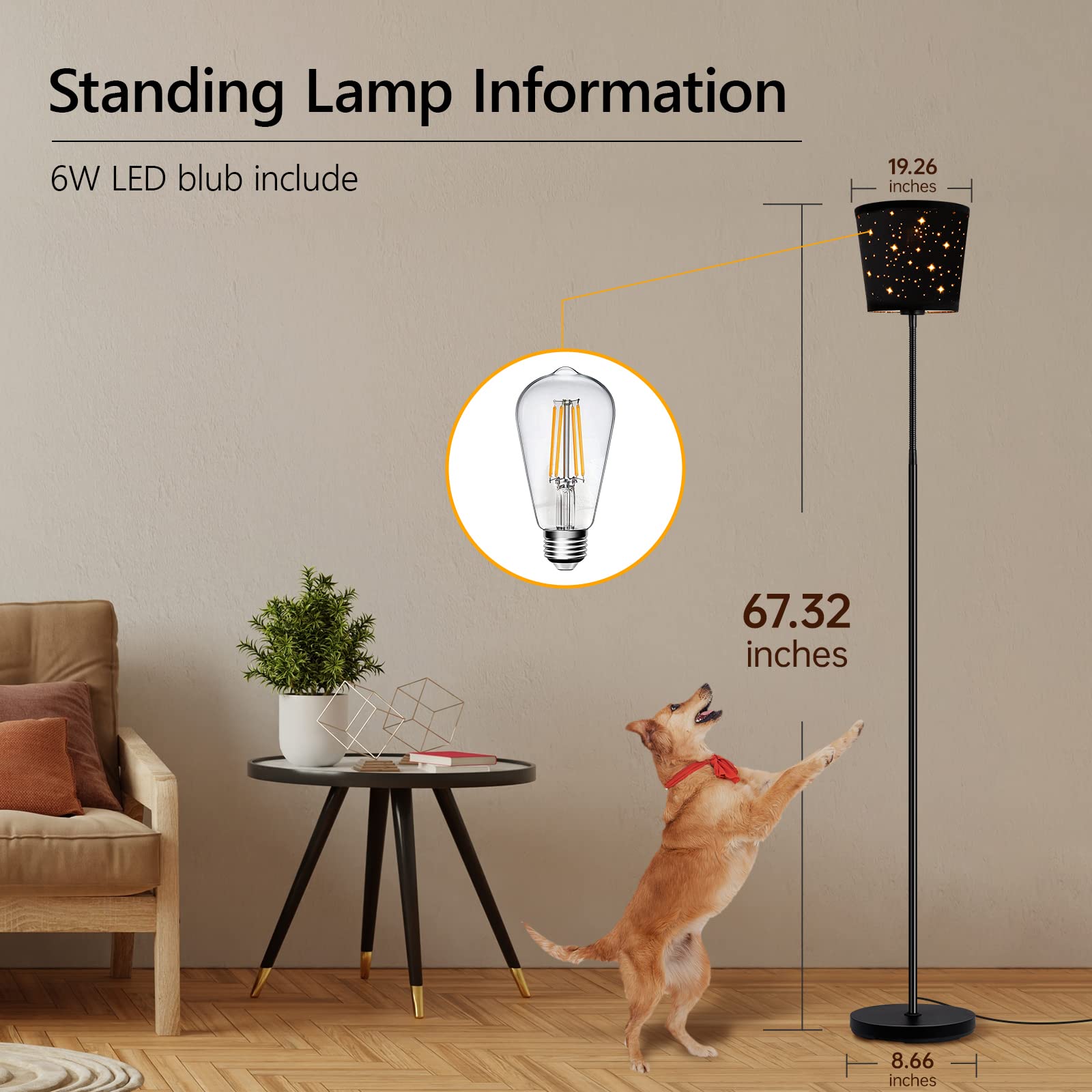 Modern LED Floor Lamp with Adjustable Gooseneck & Linen Shade - 6W Energy-Efficient Standing Light for Living Room, Bedroom, Office & Farmhouse - Perfect for Reading, Working & Ambient Lighting