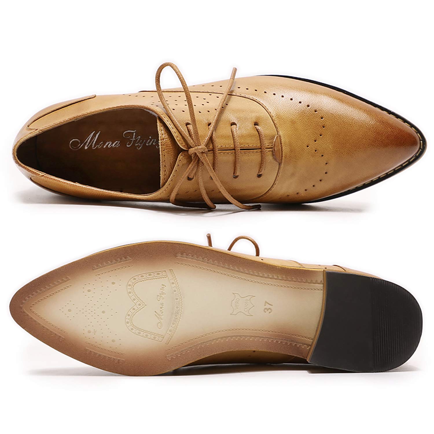 Stylish Women's Pointed Toe Leather Oxford Brogue Shoes - Comfortable Lace-Up Work Shoes for Office & Business Professionals | Perfect for Formal Occasions, Business Meetings & Professional Workwear
