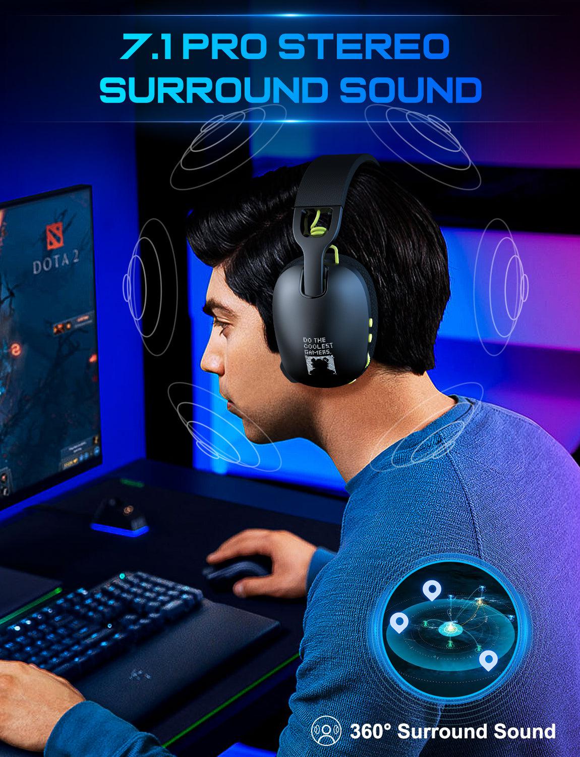 ONIKUMA B2 Wireless Gaming Headset - Bluetooth 2.4G/3.5mm Wired Triple Mode Lightweight Over-Ear Headphones with Mic for PC, PS5, Xbox, Mobile Gaming & Online Meetings