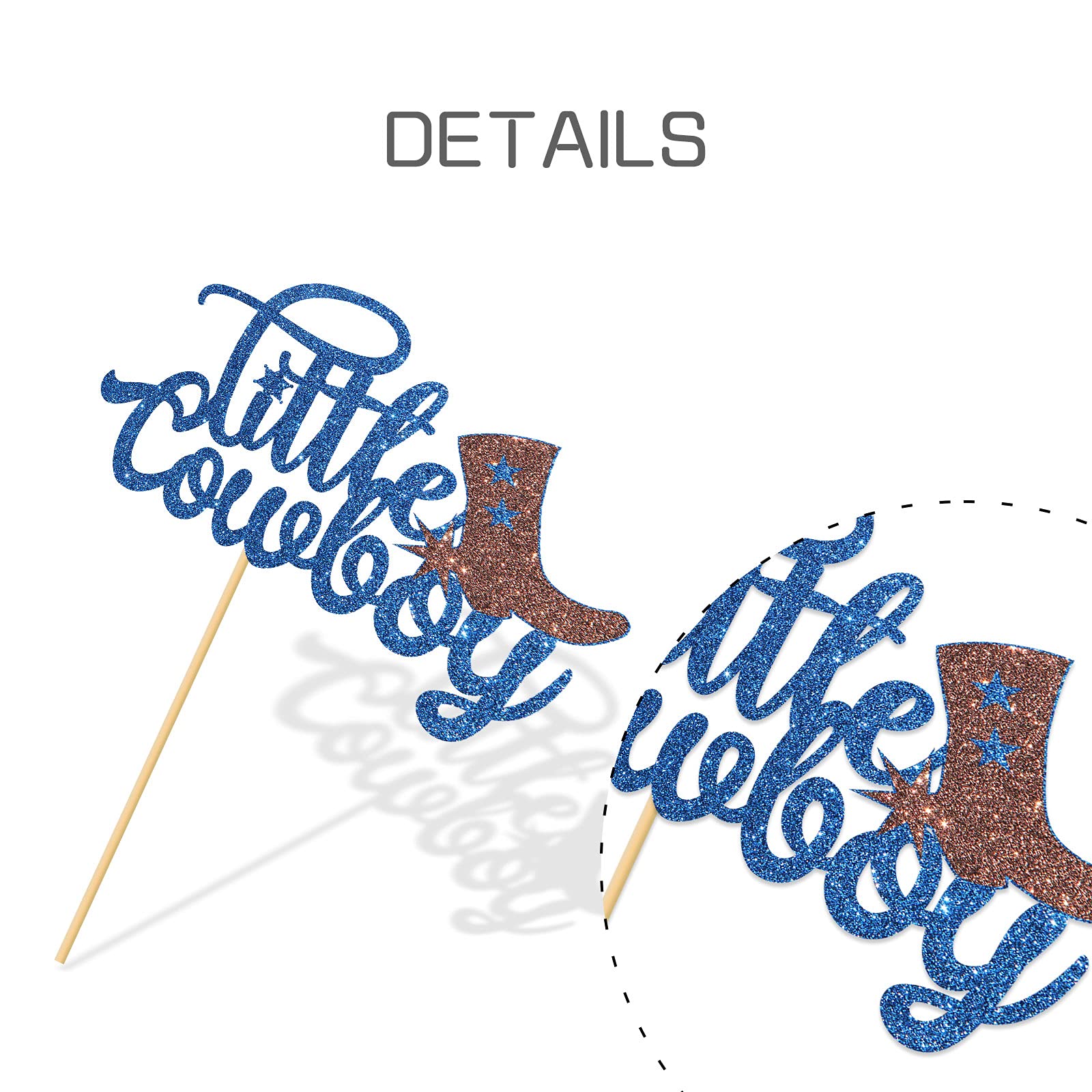 Western Cowboy Cake Topper - Blue Glitter Mexican Themed Party Decor for Birthday & Baby Shower | Perfect for Western Theme Parties, Cowboy Celebrations, and Wild West Events