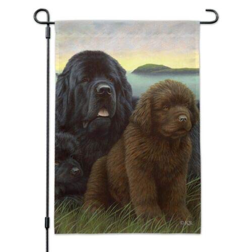 Georgia Barnard Seasonal Garden Flag - 12 x 18 Inch Outdoor Decorative Flag with Newfoundland Dogs Puppies Design - Perfect for Countryside Garden, Yard, and Patio Decor - Weather-Resistant Polyester Banner for All-Season Display