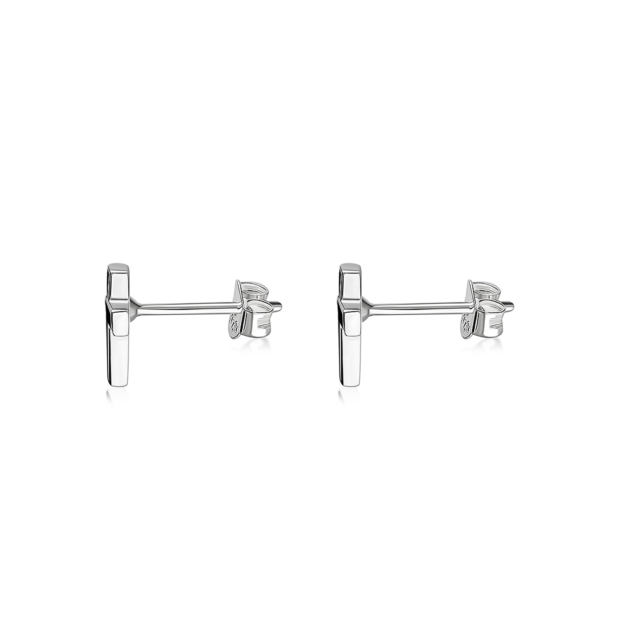 Sterling Silver Whitby Jet Cross Stud Earrings for Women - Gothic Jewelry for Everyday Wear, Church, and Special Occasions