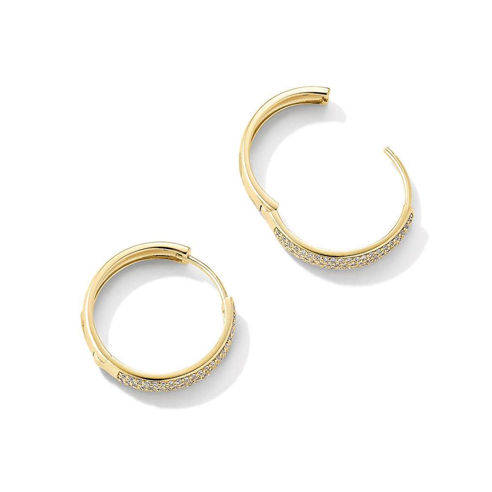 Lab Grown Diamond Hoop Earrings - Triple Row Pavé Bold Medium Hoops for Women | Perfect for Weddings, Parties & Everyday Elegance