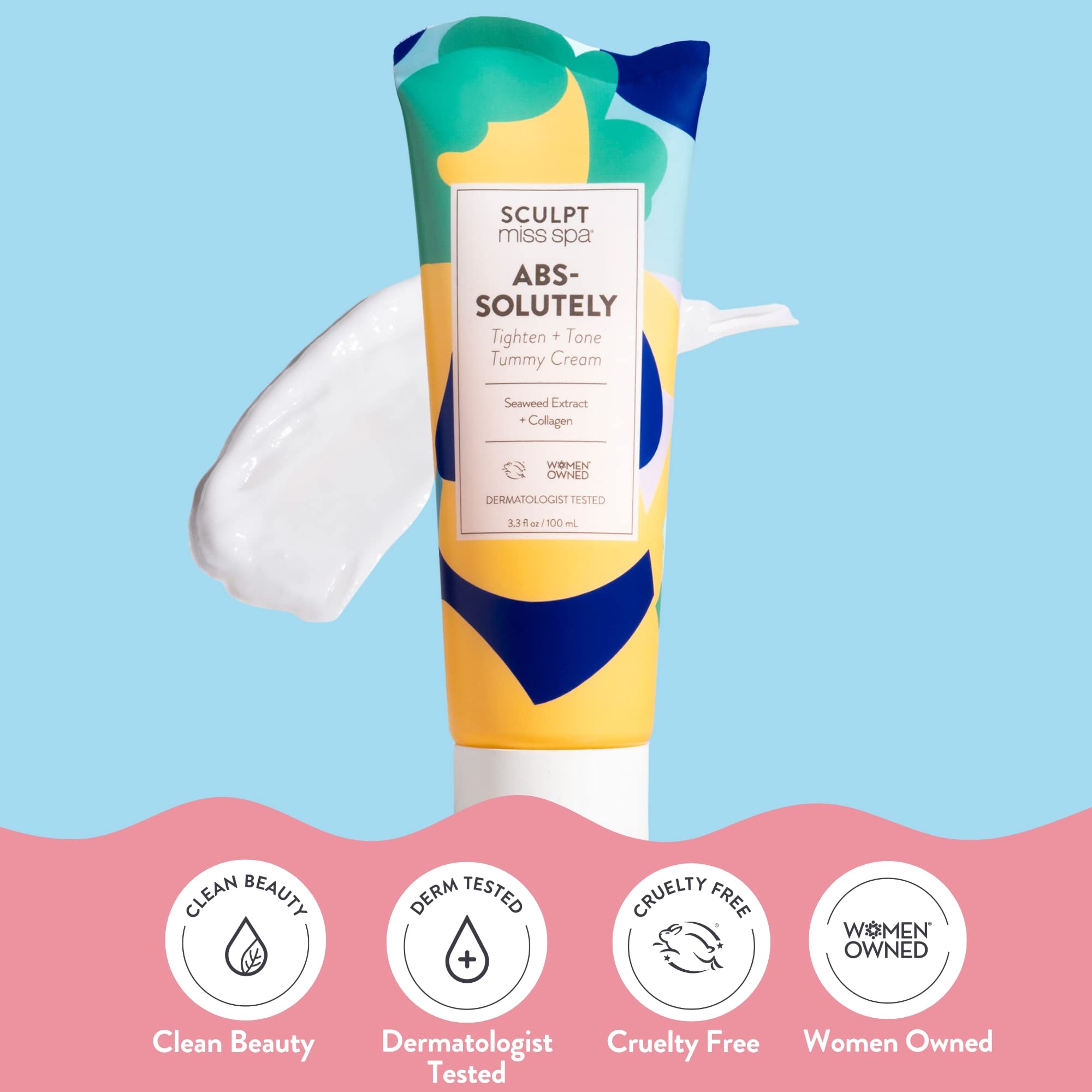 MISS SPA Tightening & Firming Tummy Cream with Collagen - Anti-Aging Body Lotion for Abdominal Tone & Skin Elasticity (3.3 fl oz) | Post-Pregnancy, Weight Loss & Daily Body Care Solution