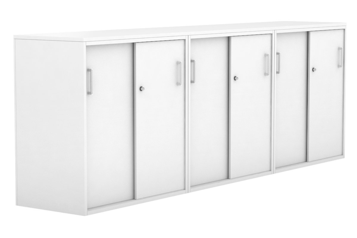 Modern 2400W x 900H x 450D Sliding Door Credenza for Office & Home - Medium Uniform Storage Cabinet with Smooth Gliding Doors - Perfect for Living Room, Bedroom or Entryway Organization