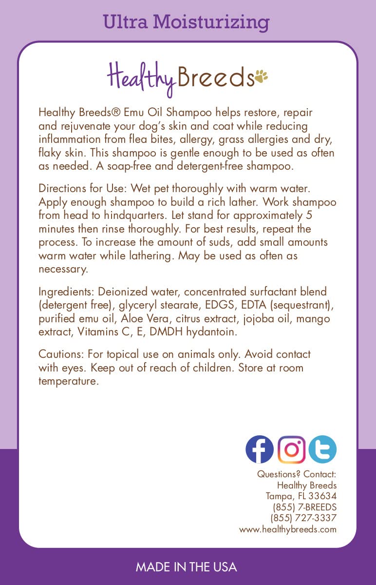 Healthy Breeds German Wirehaired Pointer Emu Oil Shampoo 8 oz - Natural Dog Shampoo for Sensitive Skin & Coat Care - Soothes Dry Itchy Skin - Perfect for Bathing & Grooming Your Wirehaired Pointer