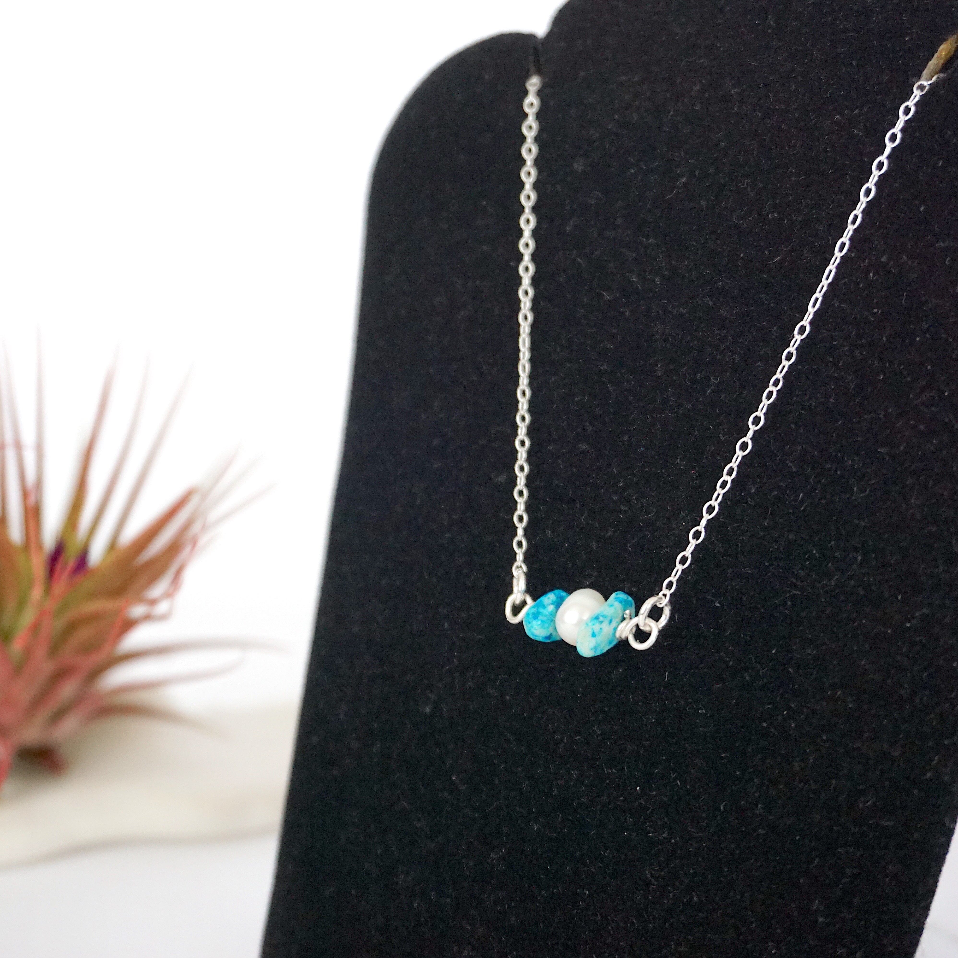 Elegant Turquoise & Pearl Charm Necklace for Women – Perfect for Weddings, Parties & Everyday Wear