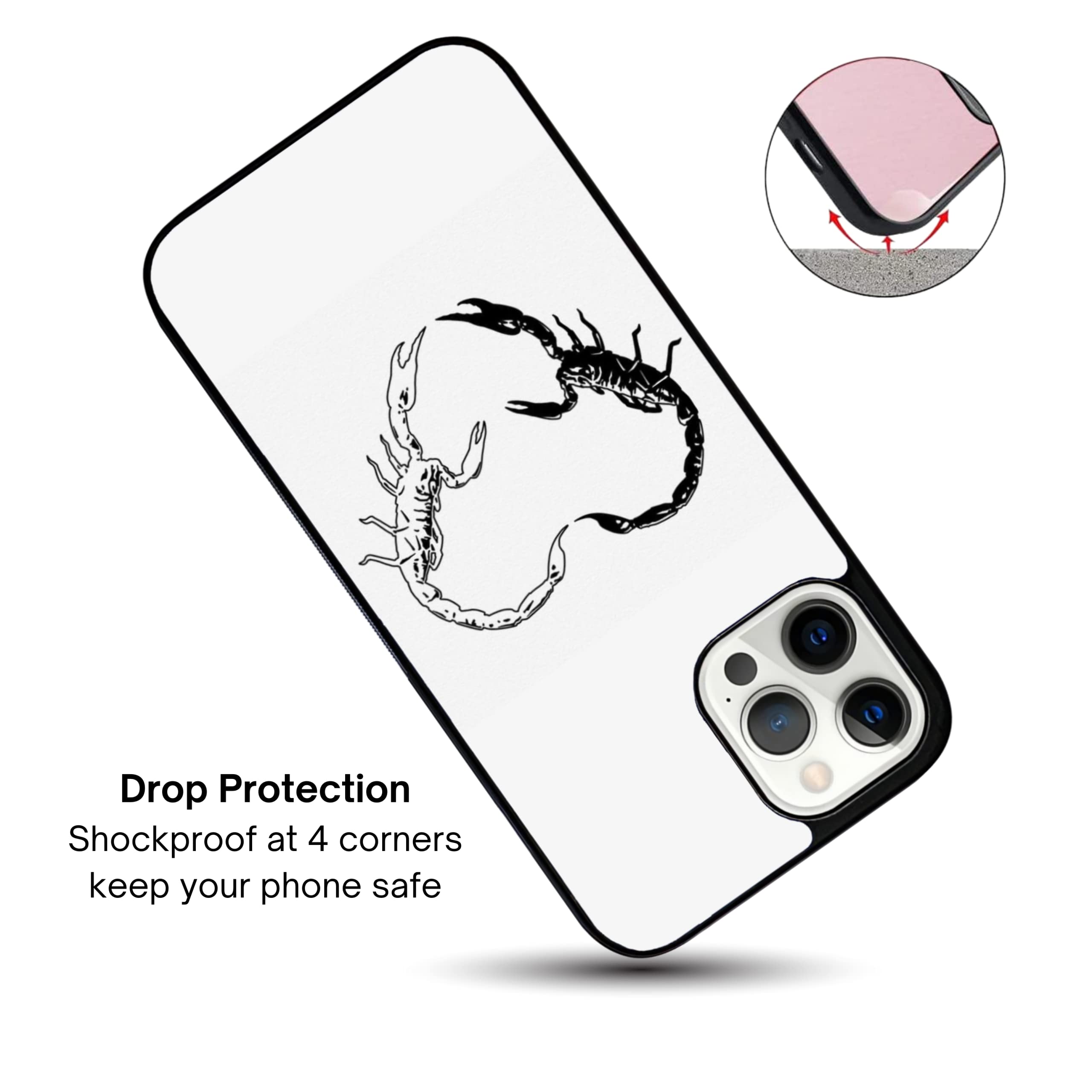 Scorpio Zodiac Sign iPhone 13 Pro Case - Minimalist Scorpion Heart Love Symbol Design - Durable Shockproof Slim TPU Rubber Cover with Non-Slip Grip - Perfect for Daily Use, Work & Travel Protection