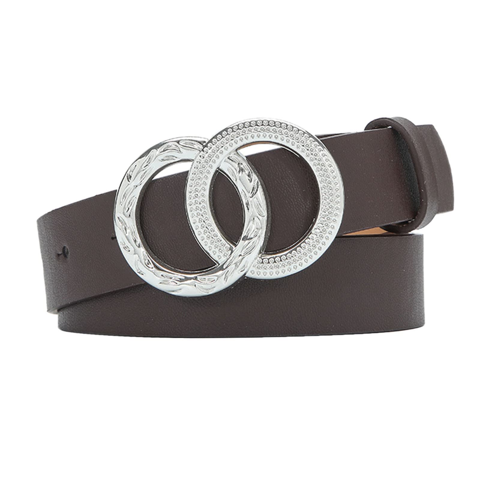 Stylish Black Leather Belts for Women - Double O Ring Buckle Fashion Belt for Jeans & Pants | Perfect for Casual Outfits, Office Wear & Everyday Use