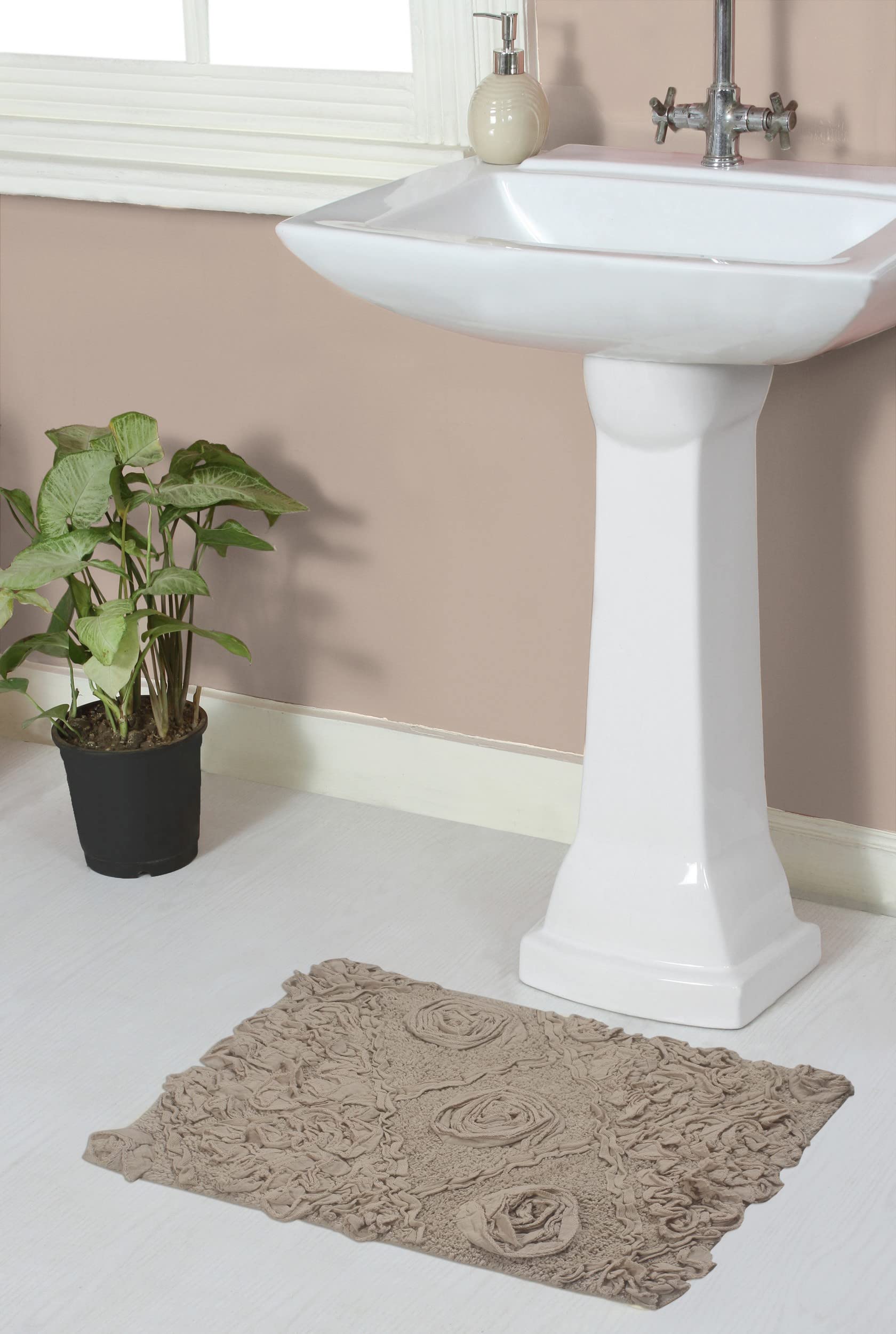 Home Weavers Modesto 100% Cotton Bath Rug Set - Ultra Soft & Absorbent Non-Slip Bathroom Mat, Washable Kitchen Floor Mat (17