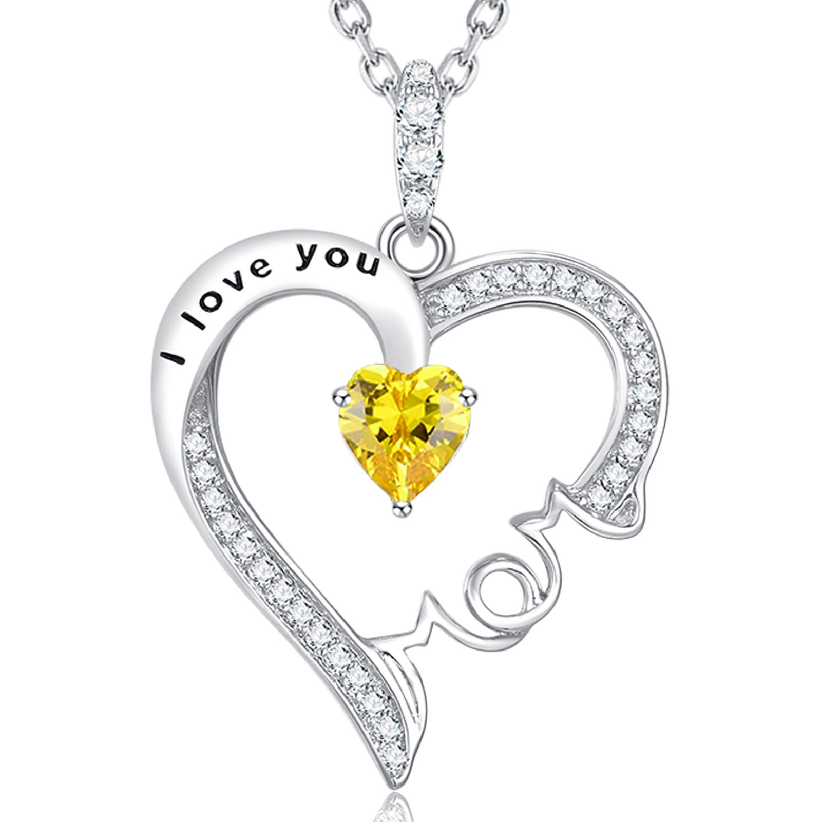 ELDA & CO. I Love You Mom Necklace - 925 Sterling Silver Pendant with August & September Birthstones (Peridot & Blue Sapphire) - Women's Jewelry Gift for Birthday, Mother's Day & Special Occasions - Perfect for Gifting to Wife, Mom or Loved Ones