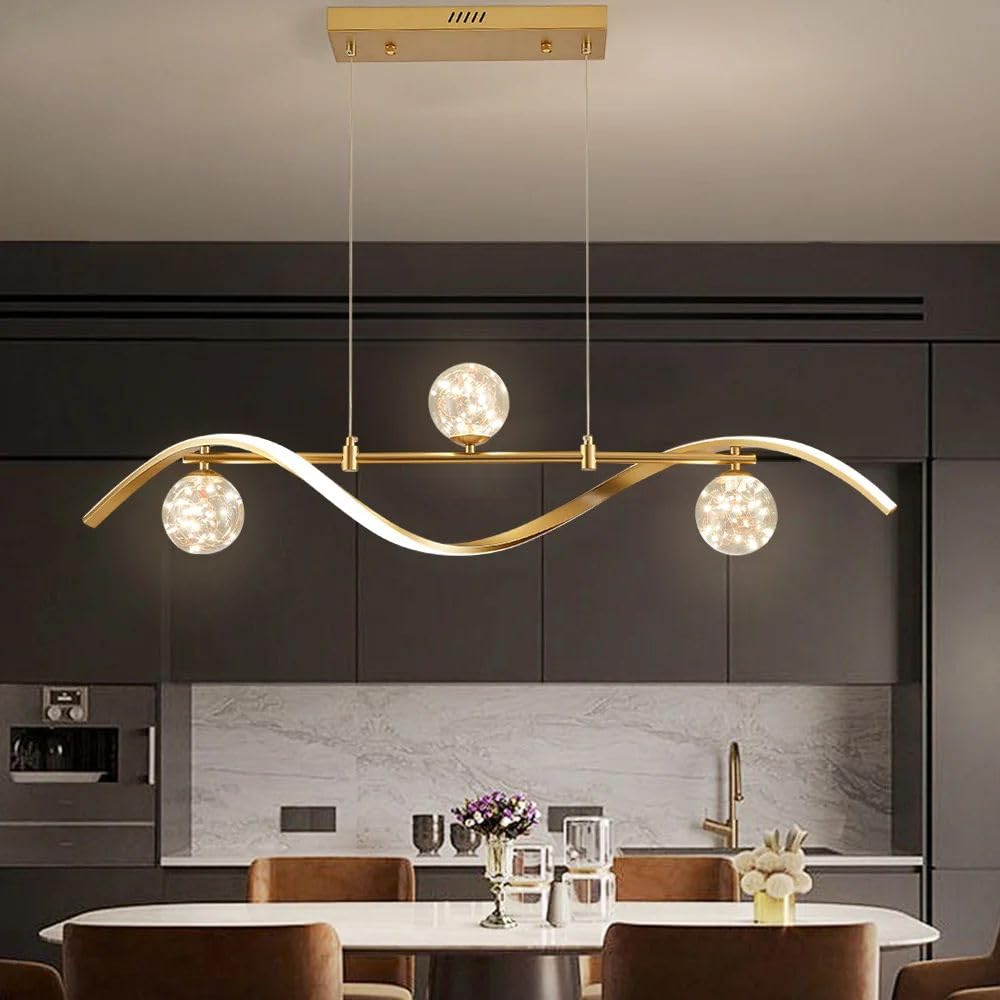 Modern Dimmable LED Linear Kitchen Island Light Fixture - 4-Light Adjustable Hanging Pendant for Dining Room, Living Room & Bar Counter - Energy Efficient Lighting for Home & Restaurant Decor