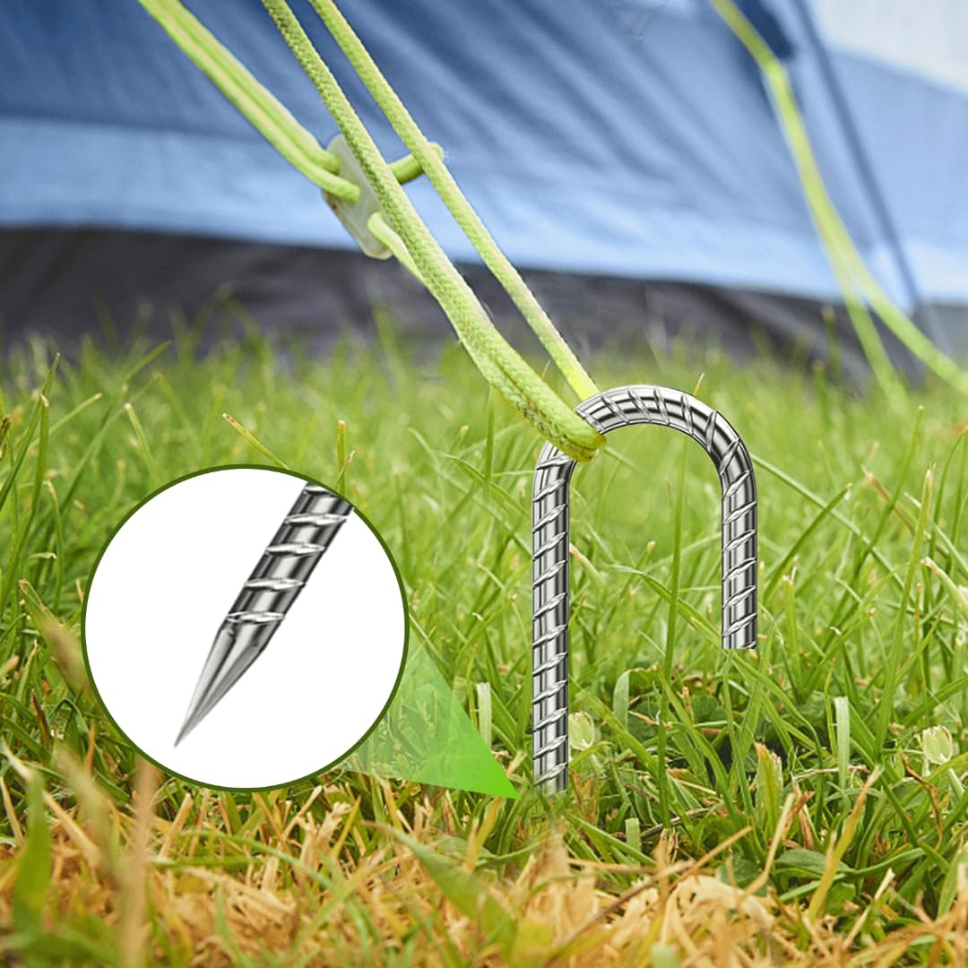 12-Inch Heavy Duty Galvanized Rebar Stakes - J-Hook Ground Anchors for Garden Fence, Dog Run & Chicken Coop | Rust-Resistant Metal Stakes for Christmas Decorations & Deer Fencing (4-Pack) - Perfect for Outdoor Use & Yard Security