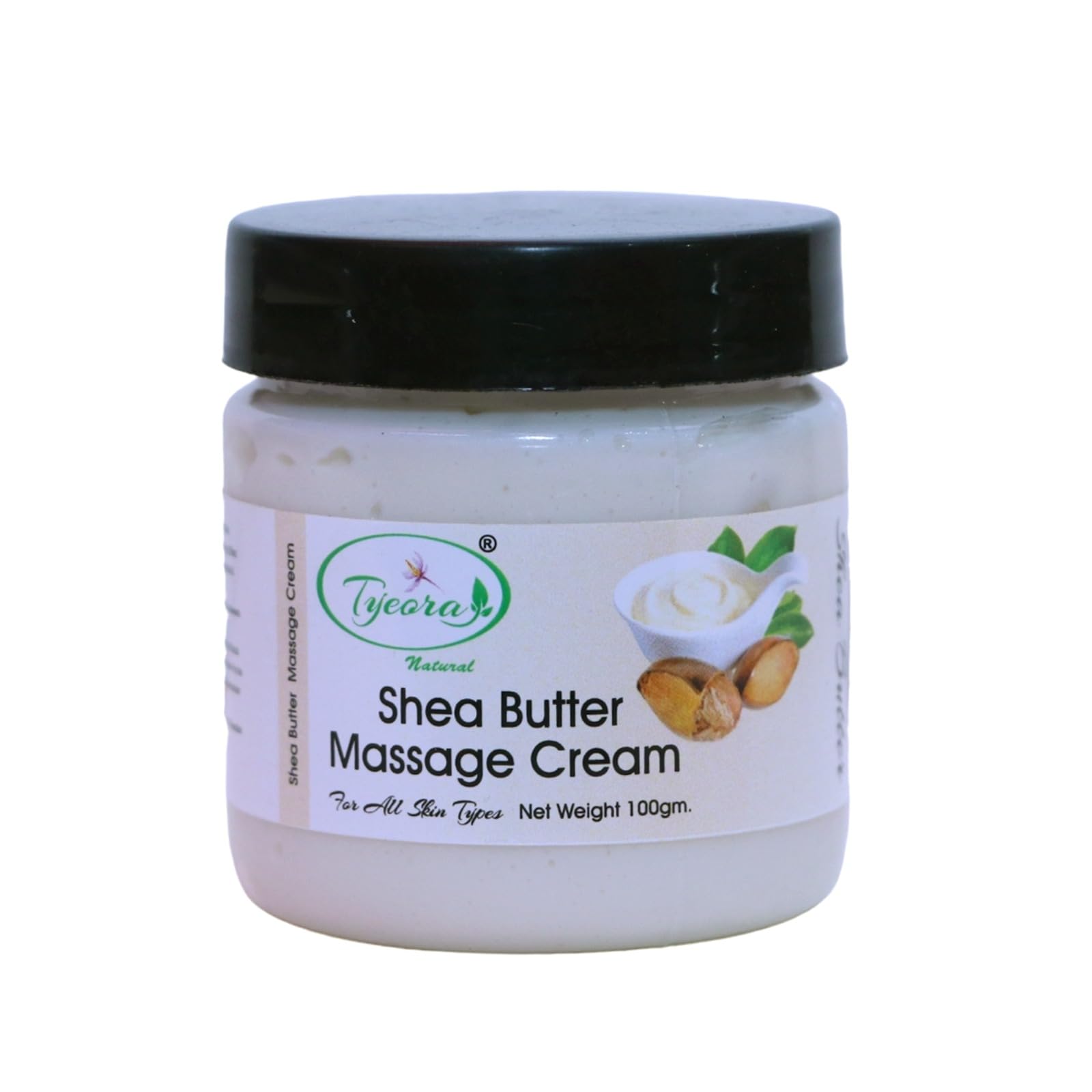 Tyeora 100% Natural Shea Butter Massage Cream - Moisturizing & Nourishing for All Skin Types (3.5oz) - Perfect for Body Massage, Dry Skin Care & Relaxation Therapy