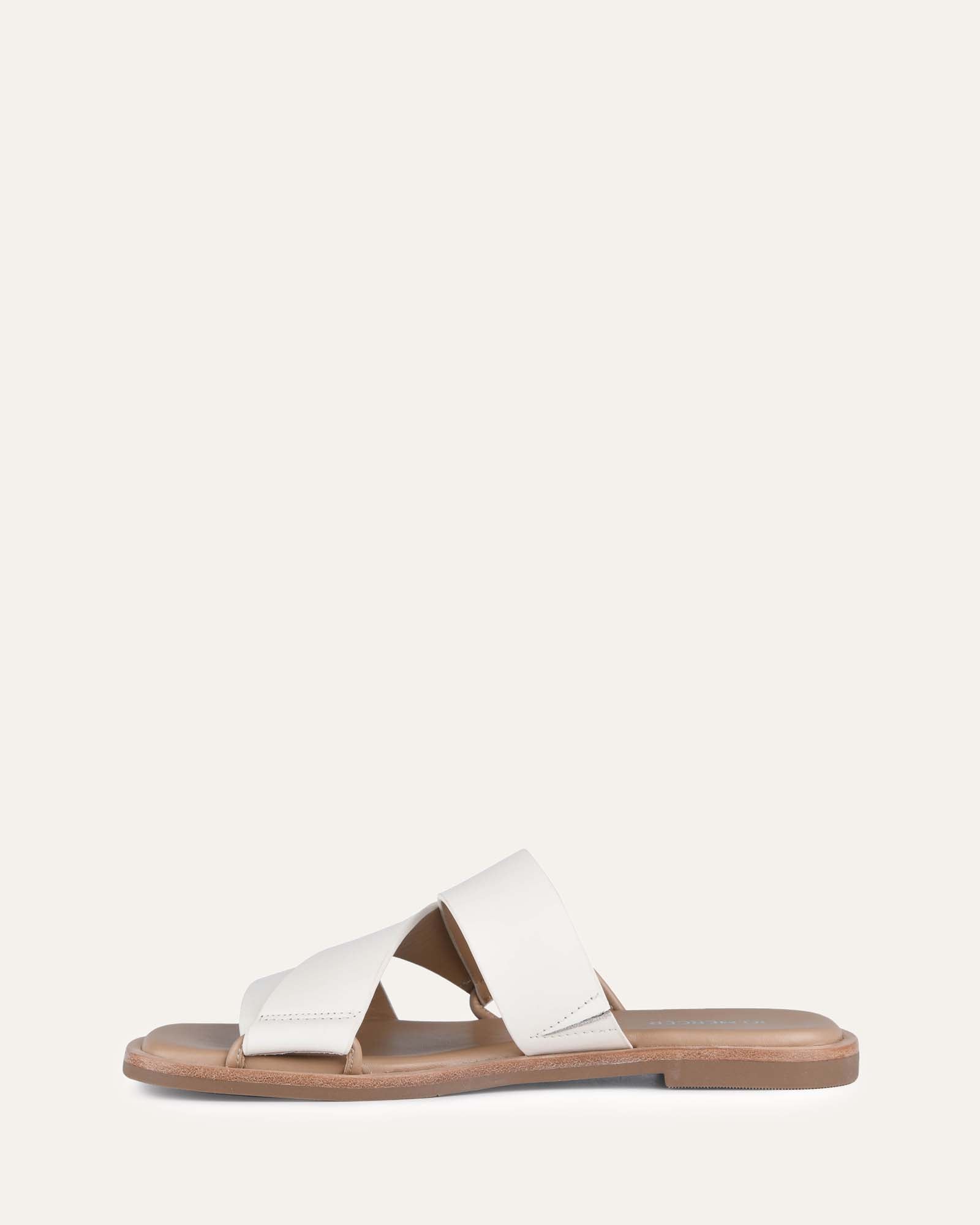 Shelby Flat Slides - Off White Leather Comfortable Sandals for Women | Casual Summer Shoes for Beach, Pool & Outdoor Wear
